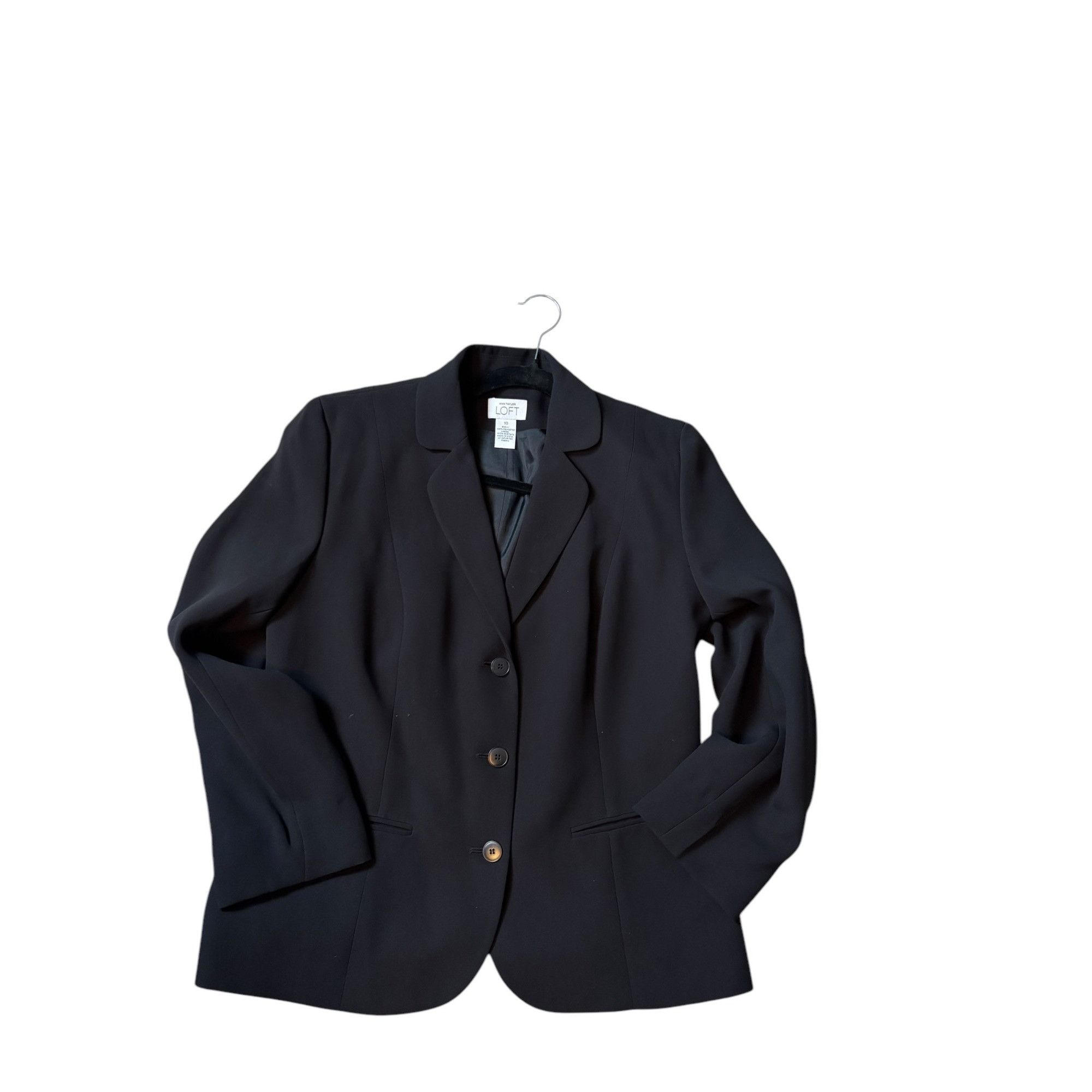Loft Ann Taylor Loft Womens Black Blazer Size 10 Polyester Lined Size L / US 10 / IT 46 - 1 Thumbnail