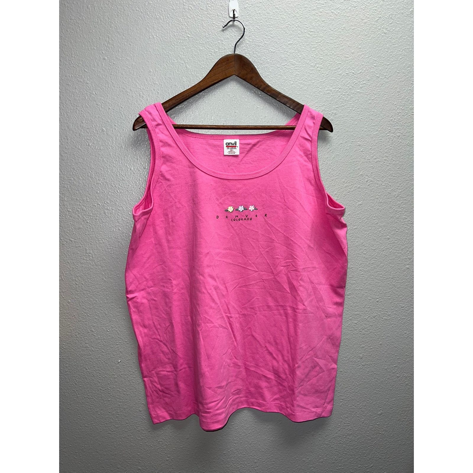 Anvil Vintage Womens Denver Top Shirt Sleeveless Tank Pink 90s XL Size XL / US 12-14 / IT 48-50 - 1 Thumbnail