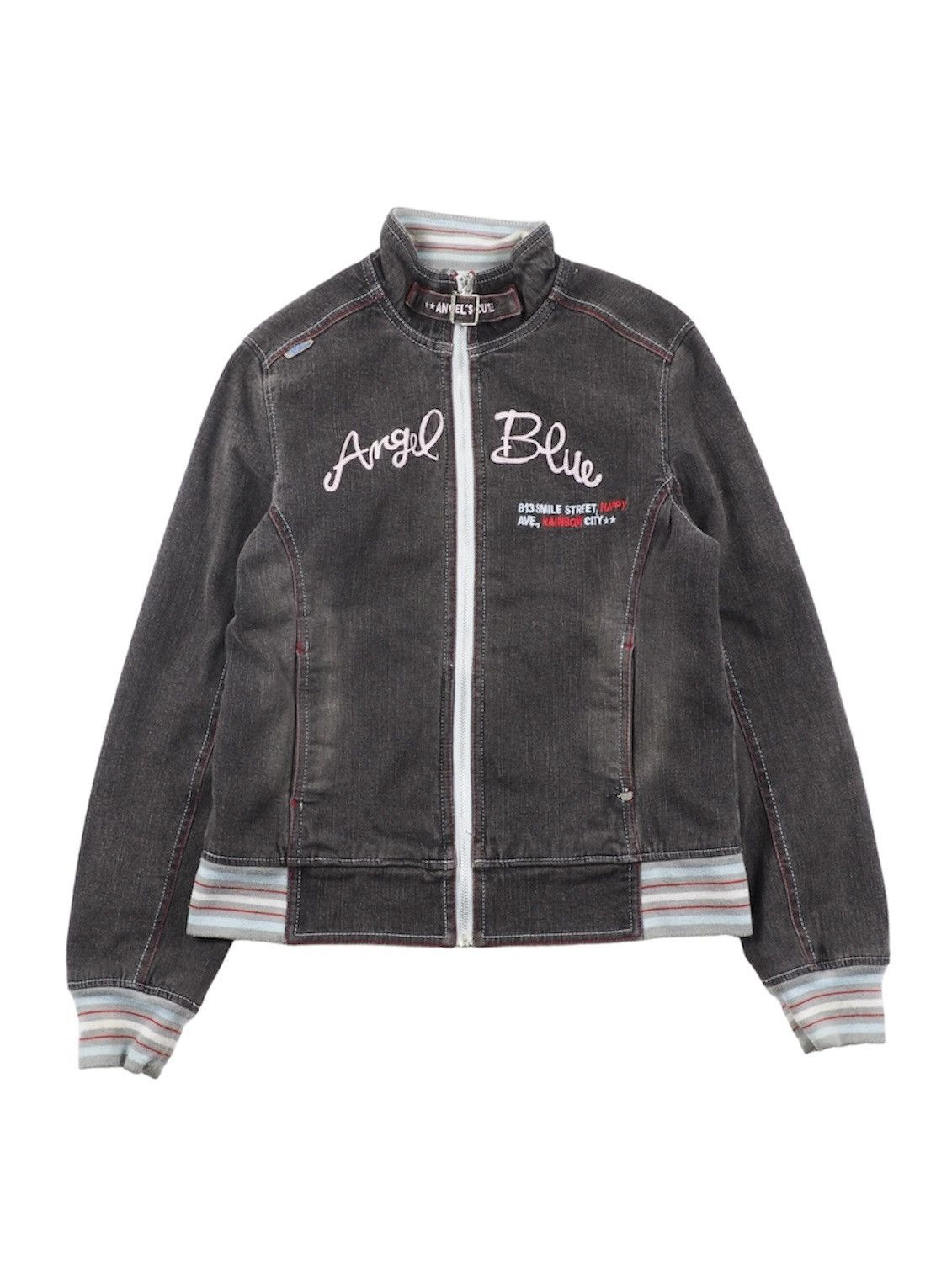 image of 2000’S Angel Blue Denim Rider Jacket in Grey, Women's (Size Medium)