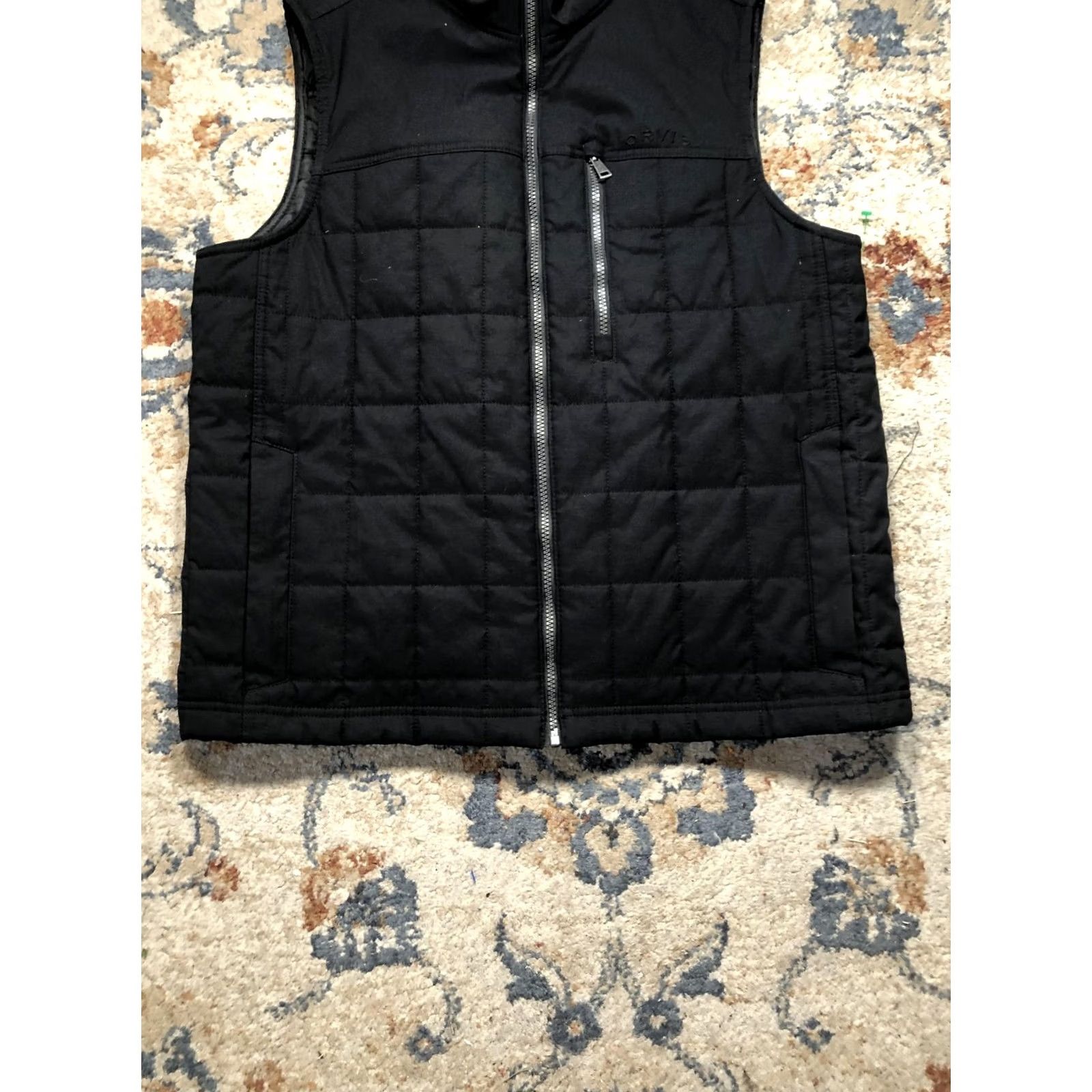 Orvis VINTAGE Orvis Mens Vest M Black Quilted Insulated Full Zip Chest Pocket Size US M / EU 48-50 / 2 - 5 Thumbnail