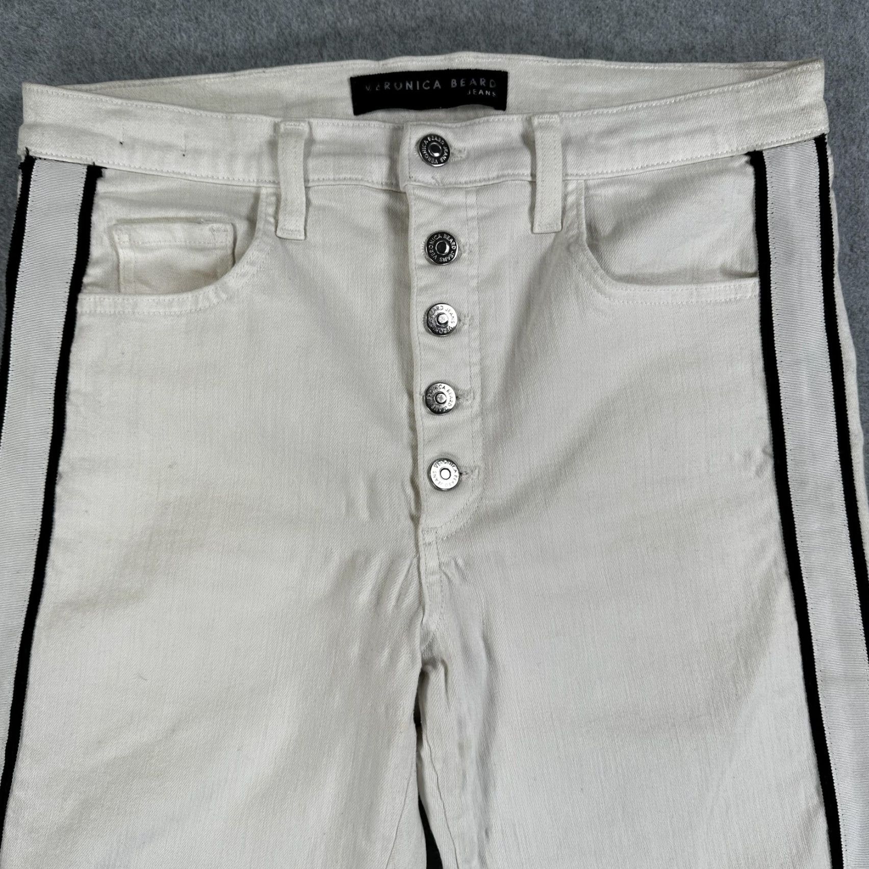 Veronica Beard Veronica Beard Jeans Womens 32/14 White Side Stripe Skinny High Rise Denim Tailored Stretch Pockets USA Size 24" / US 00 / IT 34 - 5 Thumbnail
