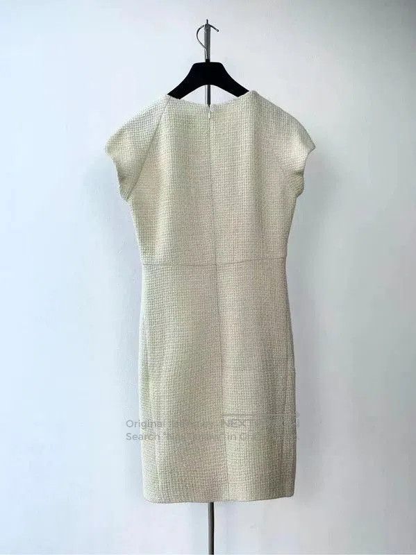 Chanel Chanel Cream Cotton Women's Dress Size XL . Size XL / US 12-14 / IT 48-50 - 2 Thumbnail