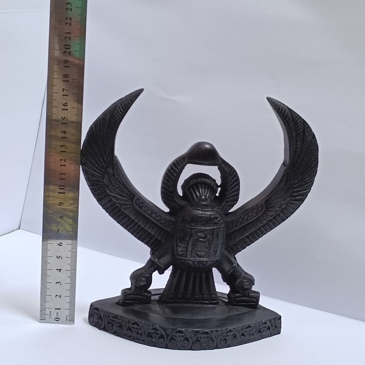 Handmade Egyptian Winged Scarab Handcrafted Black Stone Pharaoh Style Size ONE SIZE - 7 Thumbnail