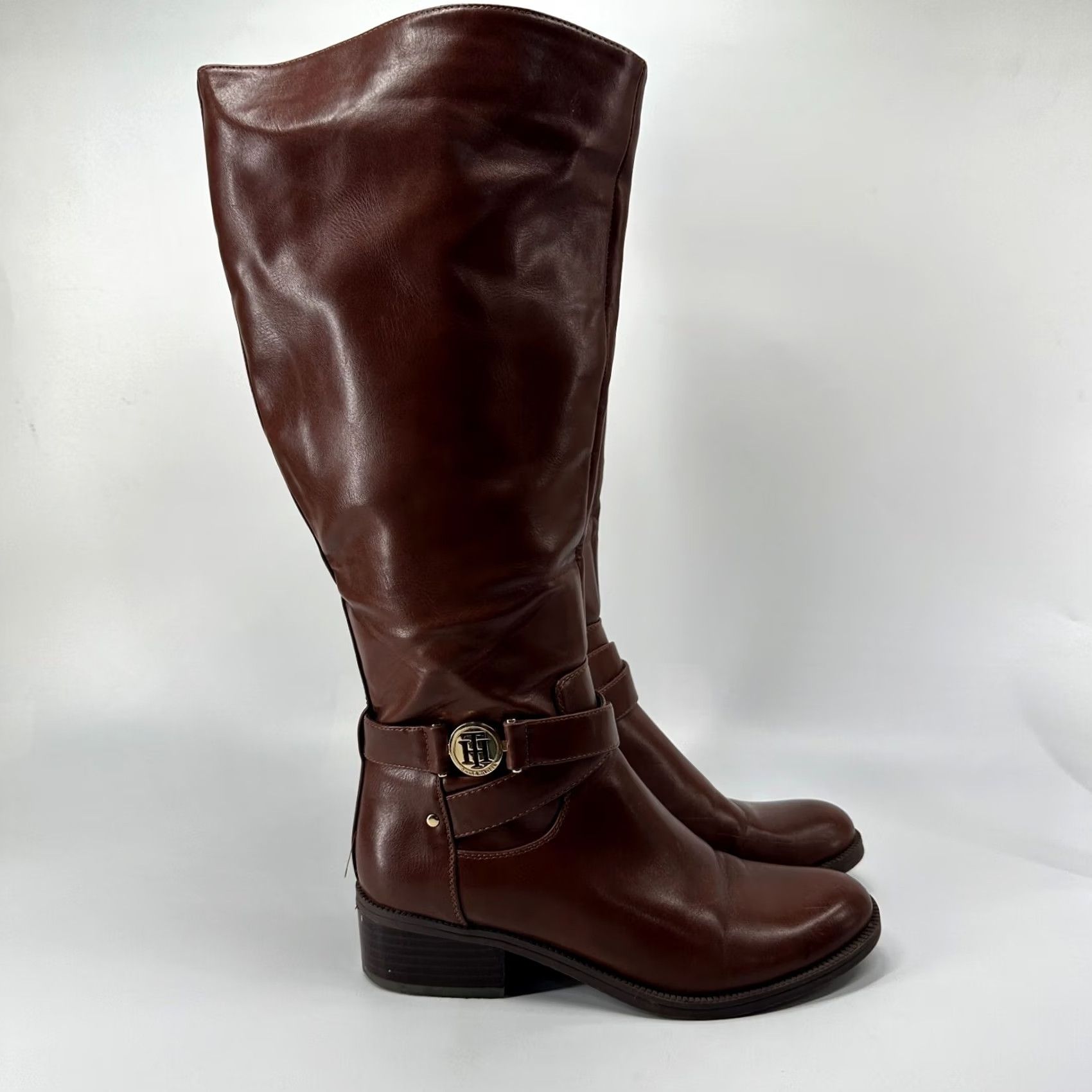Tommy Hilfiger Tommy Hilfiger TW GAVIO-R Riding Boots Brown Women's Size 7 M Leather Mid Calf Size US 7 / IT 37 - 2 Thumbnail