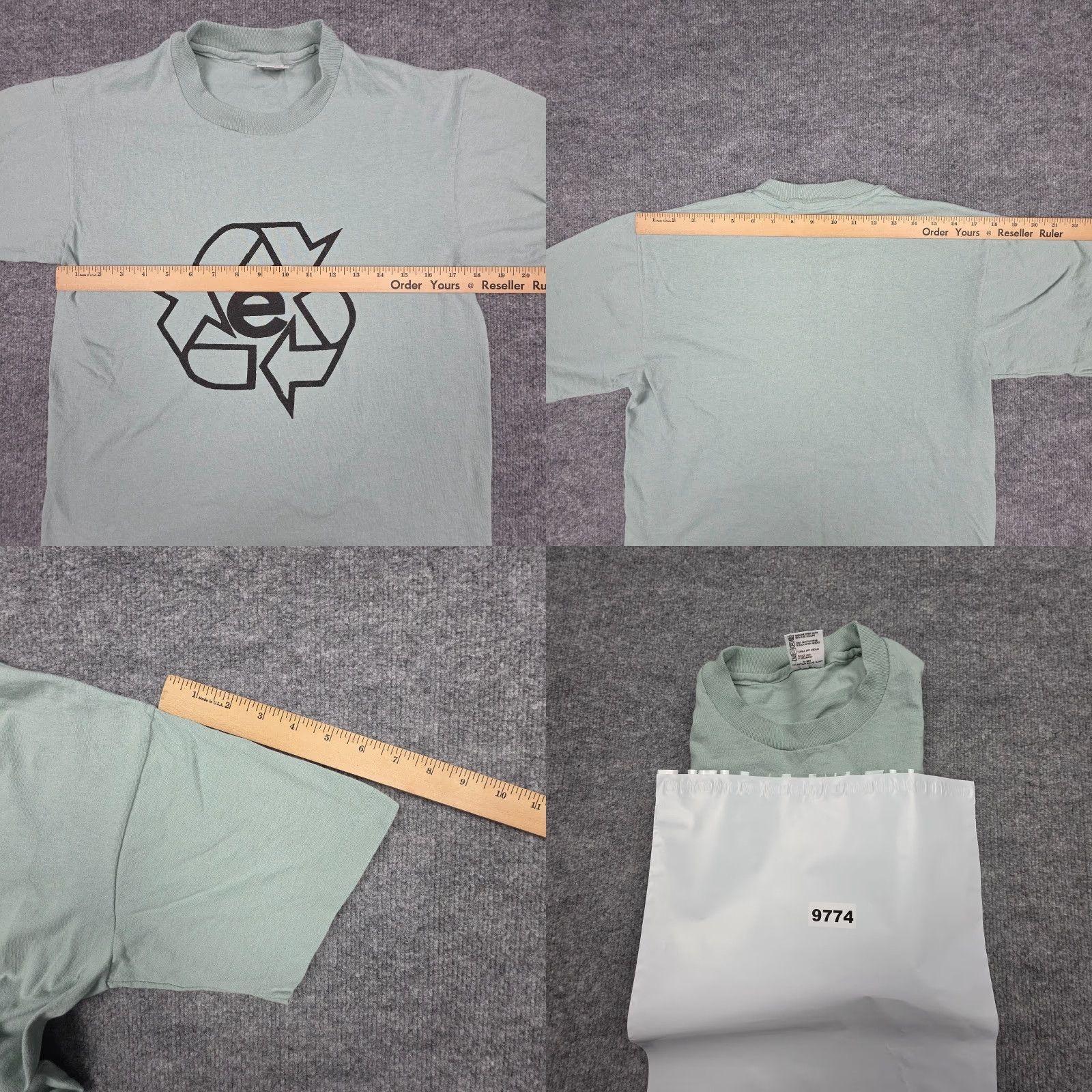 Anvil VINTAGE Anvil Recycle T-Shirt Women's Medium Green Graphic USA 80s 90s Single Stitch Crew Neck Short Sleeve CottonEmbroidery Button Mens? Size M / US 6-8 / IT 42-44 - 8 Thumbnail