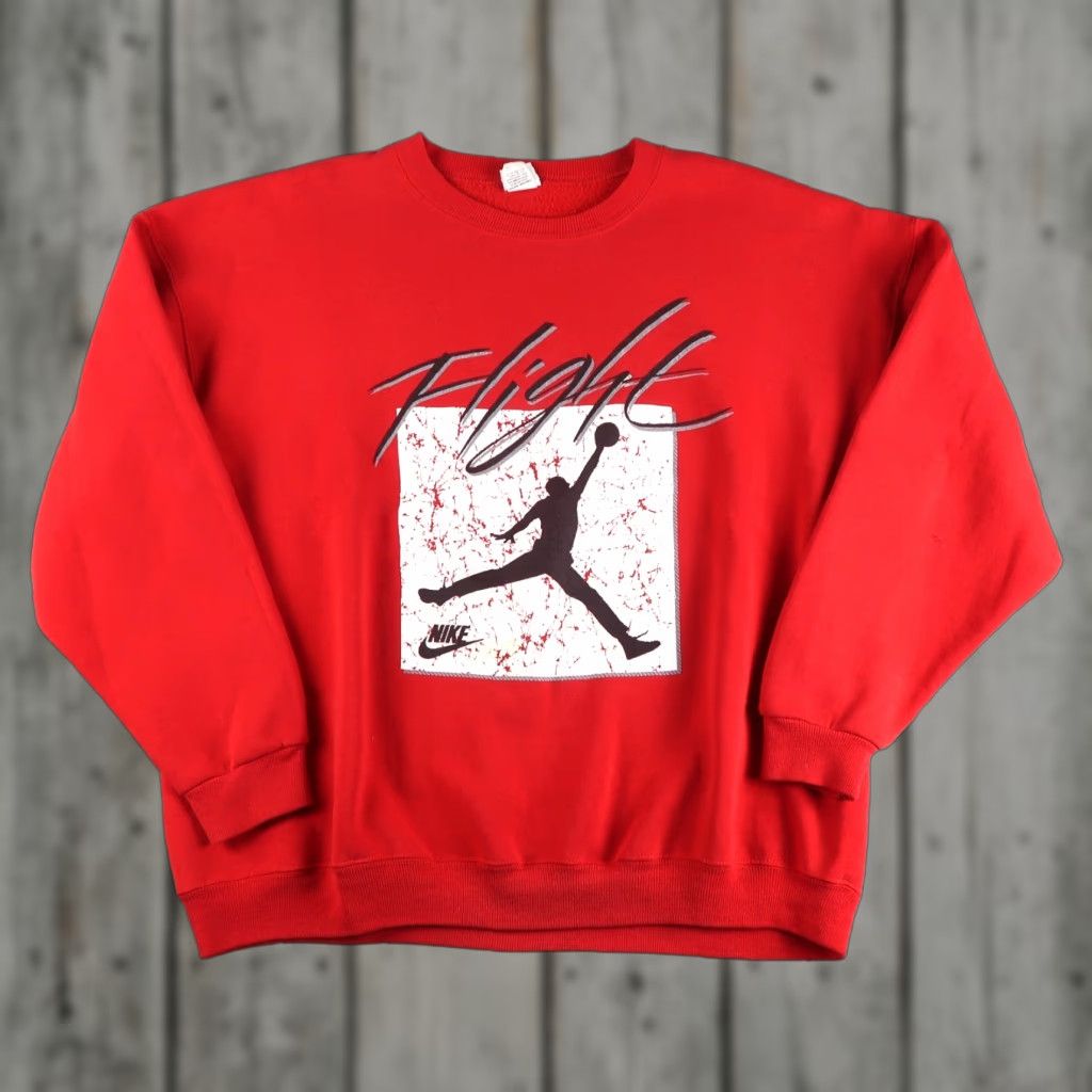 Nike VINTAGE Nike Flight Air Jordan Sweatshirt Crewneck XL Red USA 90s 80s Graphic Print Men Size US XL / EU 56 / 4 - 1 Thumbnail