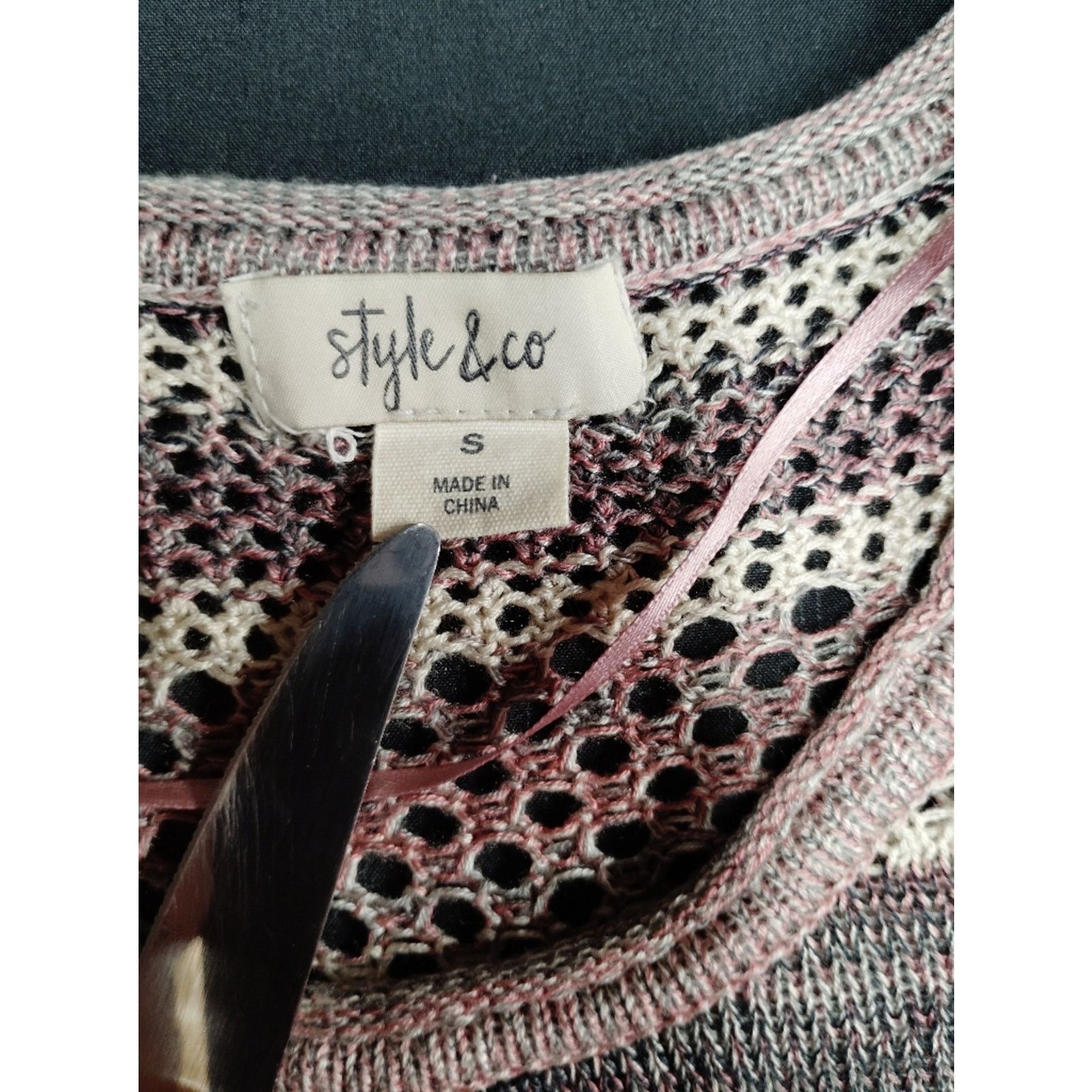 Style & Co Style & Co Open-Knit Sweater in Pink and Cream Size S / US 4 / IT 40 - 3 Thumbnail