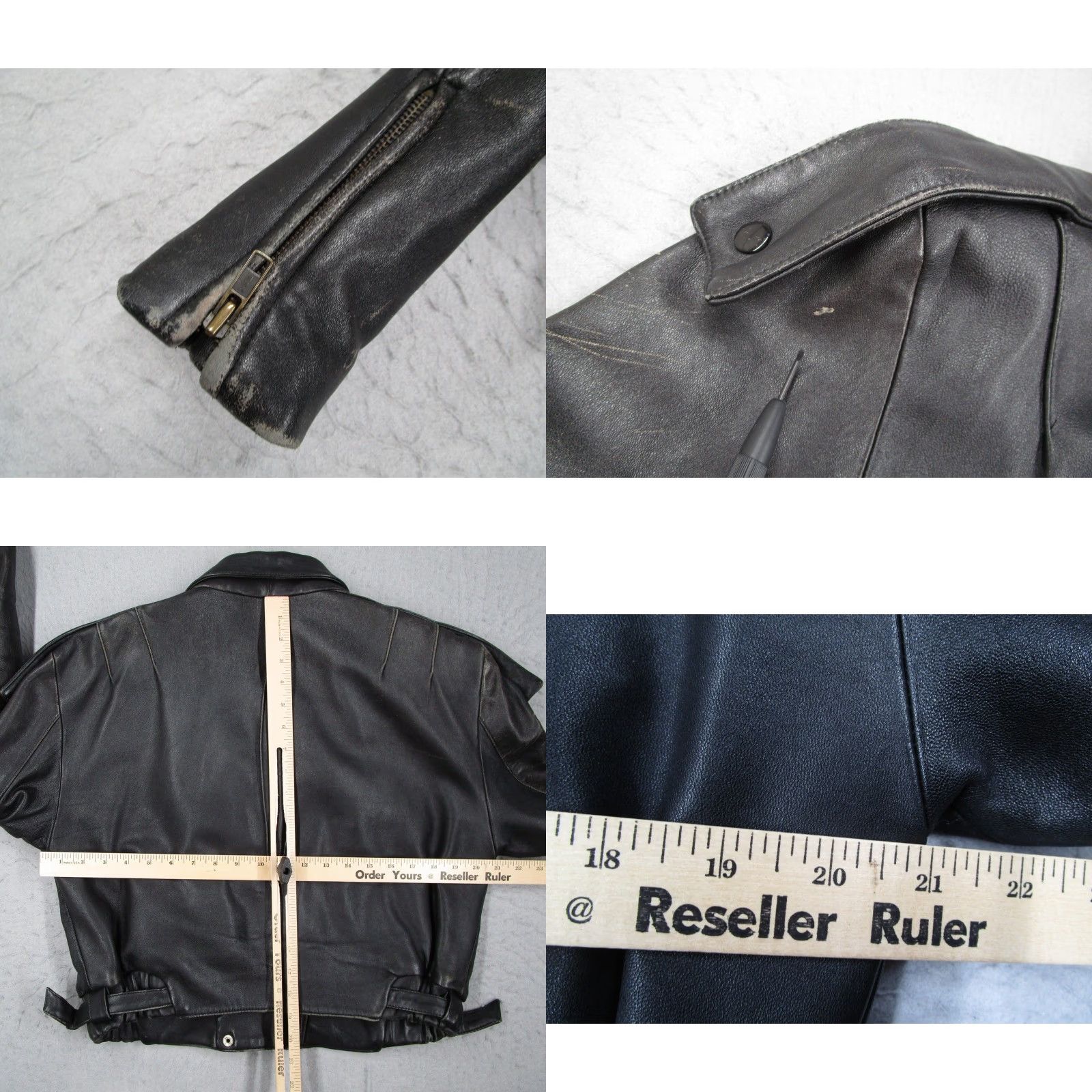 CO VINTAGE Sunrise Leather Co Jacket Women M Black Leather Biker 80s 90s Casual Womens Size M / US 6-8 / IT 42-44 - 8 Thumbnail
