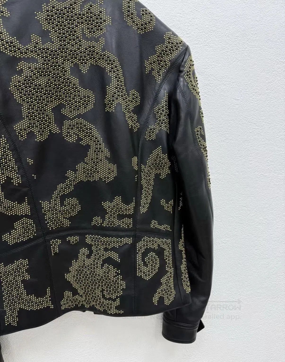 Roberto Cavalli Black Studded Pattern Leather Jacket Size S. Size US S / EU 44-46 / 1 - 6 Thumbnail