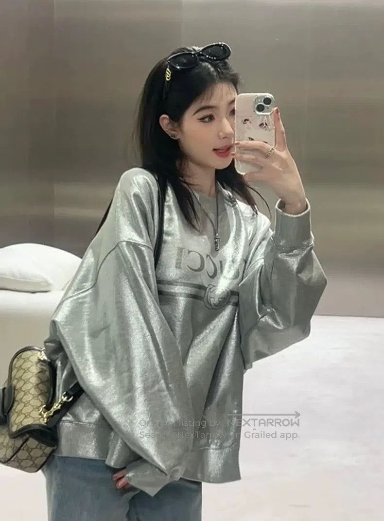 Gucci Gucci Silver long-sleeved sweatshirt Size US M / EU 48-50 / 2 - 8 Thumbnail
