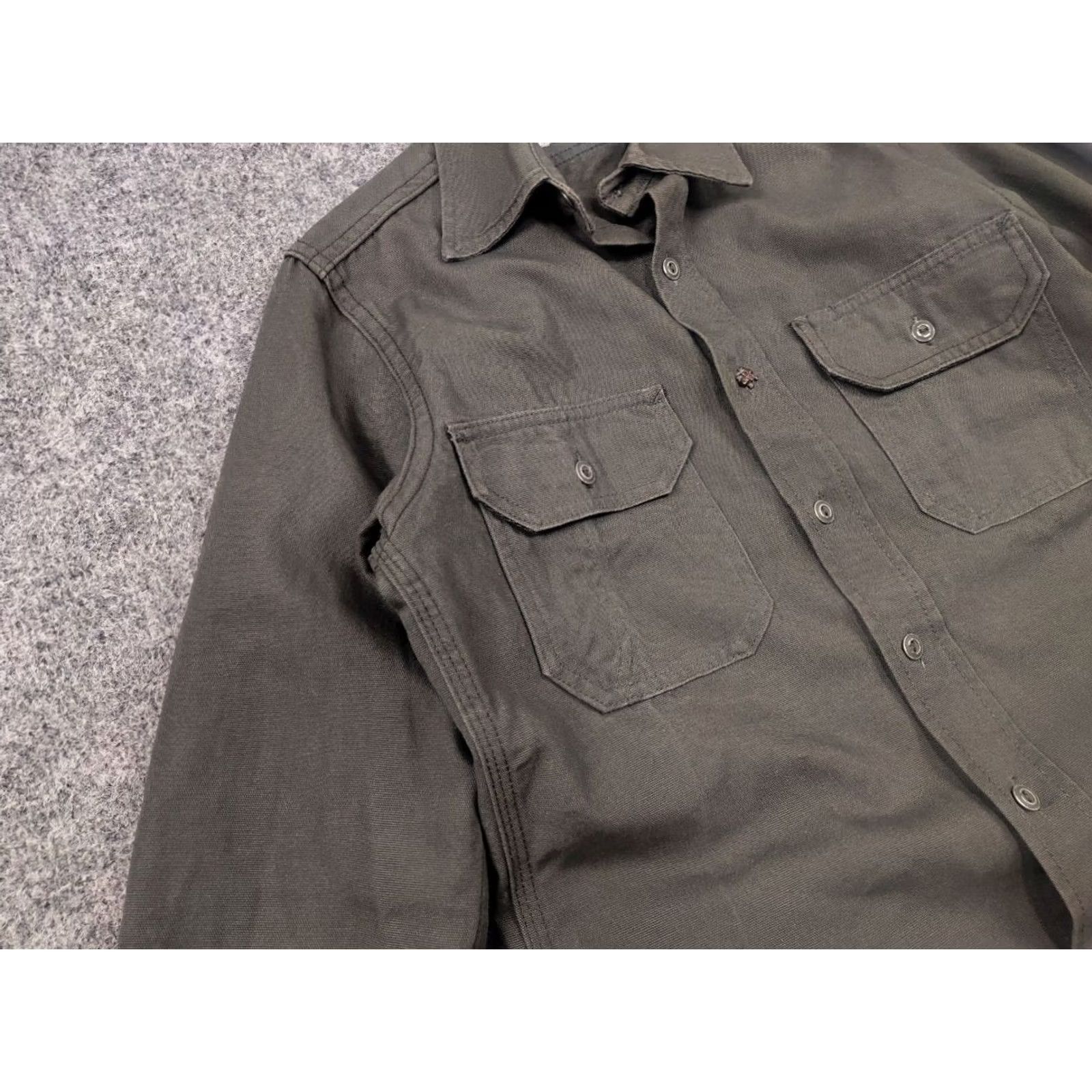 Tellason VINTAGE Tellason Olive Drab Flap Pockets Long Sleeve Button Up Work Shirt USA Shirt Mens S Green 90s Army Vintage Tellason Size US S / EU 44-46 / 1 - 4 Thumbnail