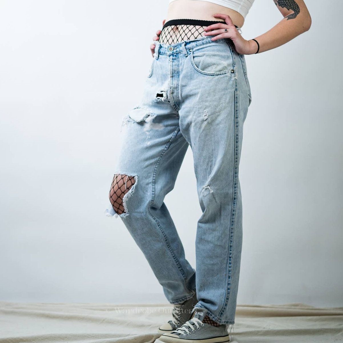 Levi's Vtg90s THRASHED Ripped Distressed Levi Silvertab Baggy Jeans Size 30" / US 8 / IT 44 - 6 Thumbnail