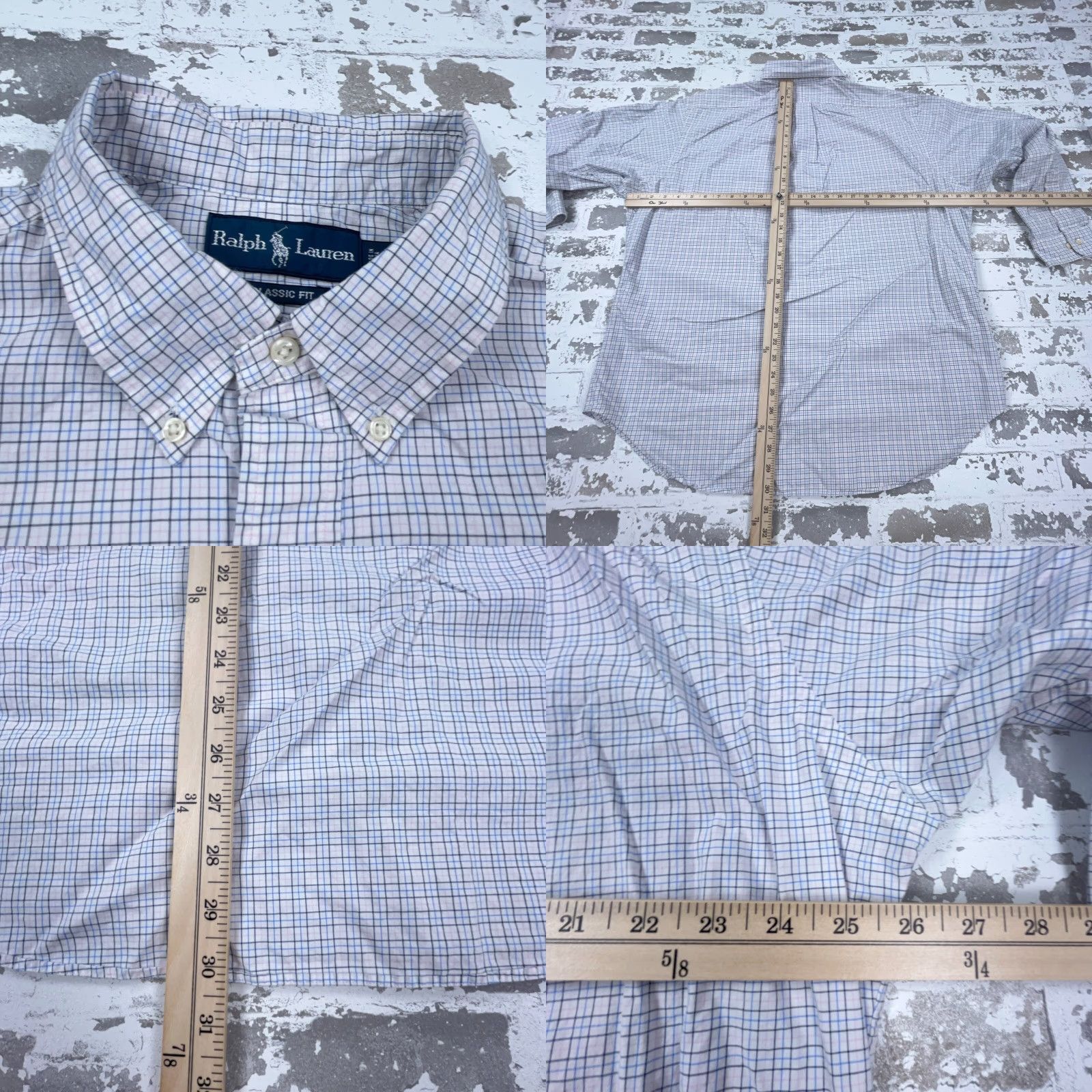 Ralph Lauren Ralph Lauren Shirt Men 17 34 White Blue Pink Plaid Button Up Dress Poplin Pony Shirt Button-Front Mens Regular White Plaid Classic Preppy Size 46R - 8 Thumbnail