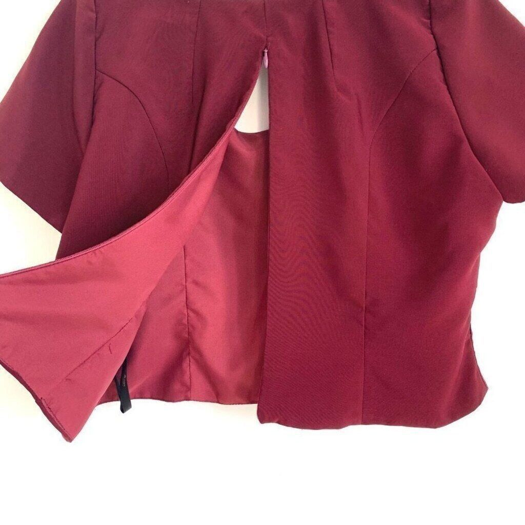 Vintage Vintage Satin Maroon Wine Cap Sleeve Top Women's Large Size L / US 10 / IT 46 - 6 Thumbnail