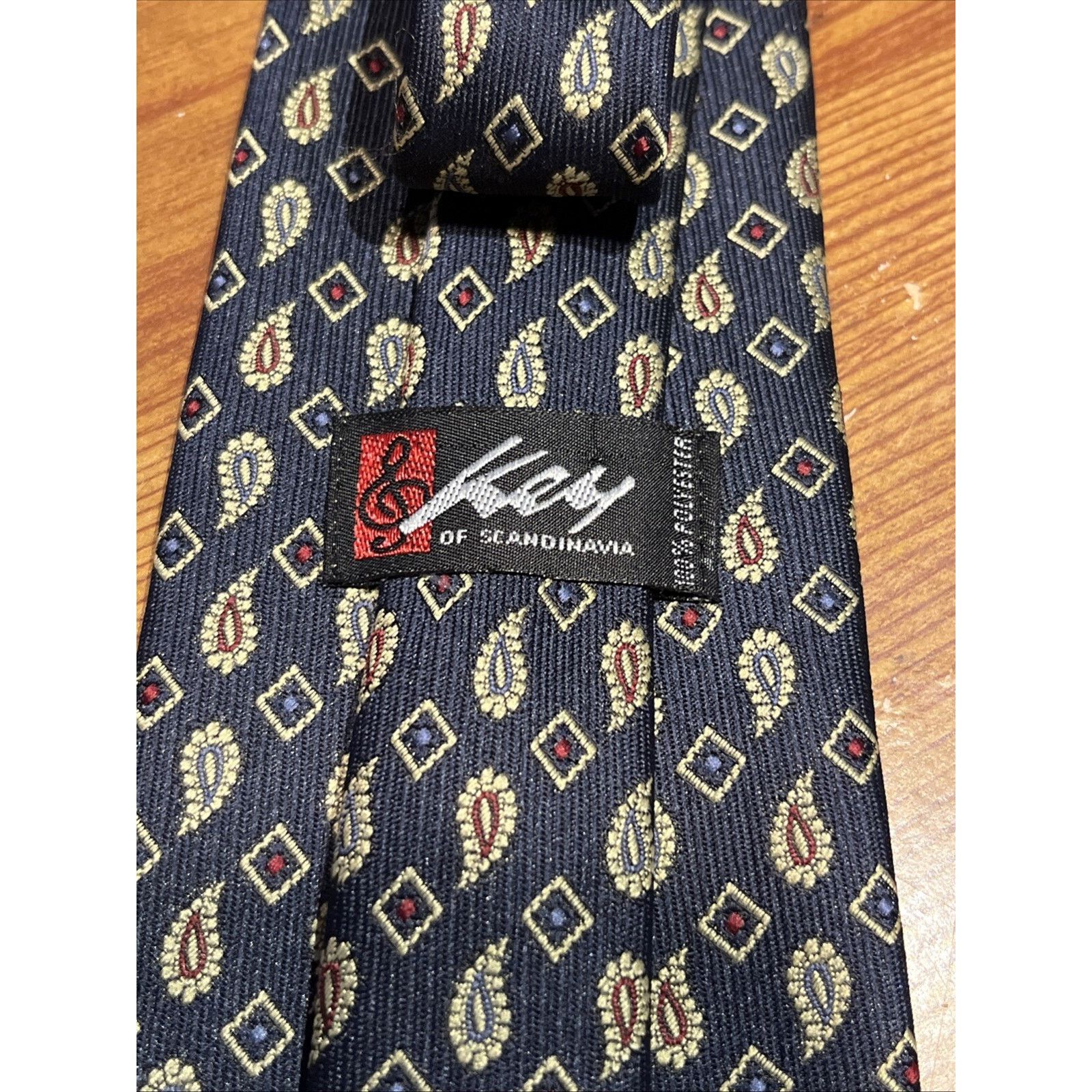 Other KEY OF SCANDINAVIA Tie Navy Blue Polyester Necktie Vintage Size ONE SIZE - 3 Thumbnail