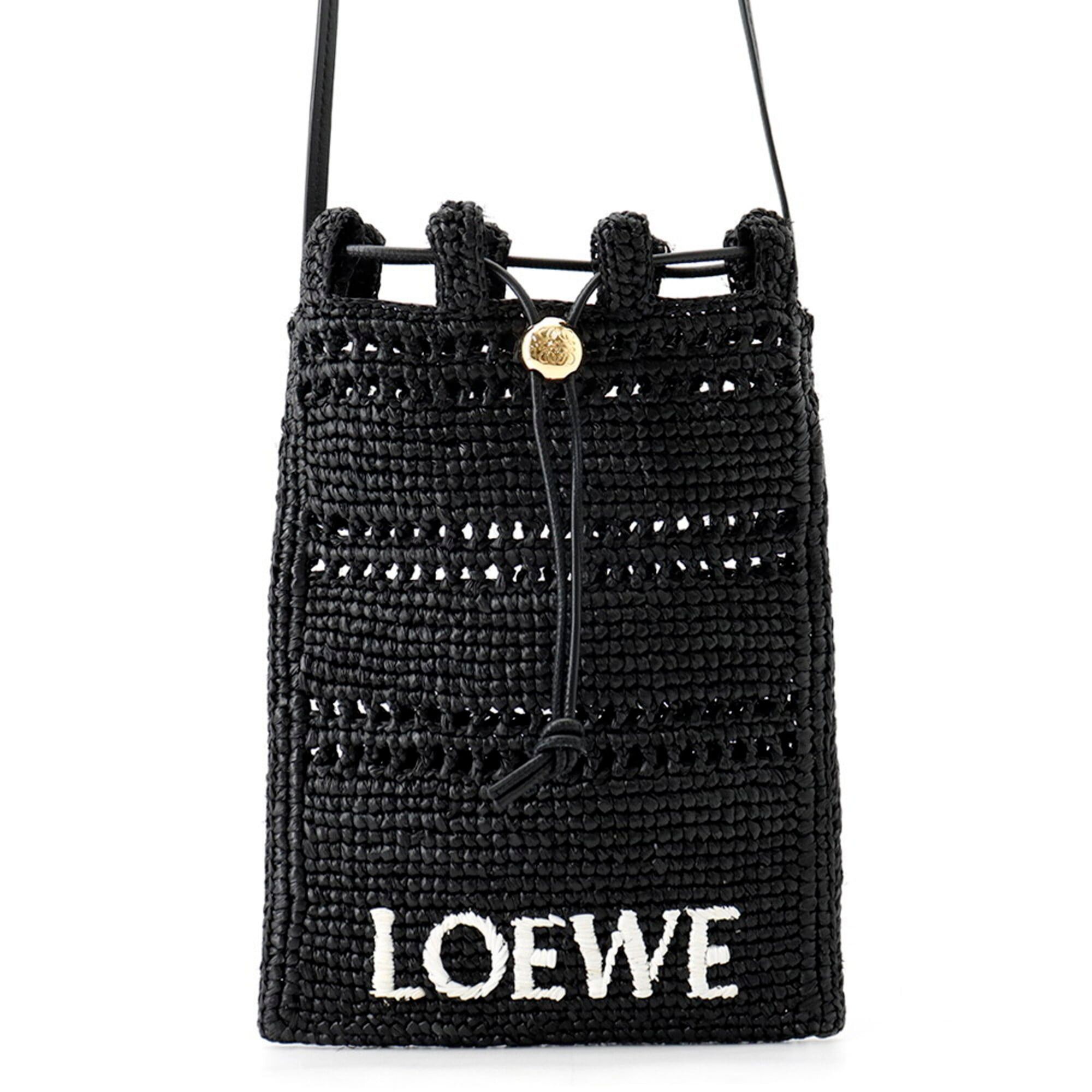 Loewe Loewe Shoulder Bag, Drawstring Pocket, Raffia, C756PHPX05, Black, Handbag Size ONE SIZE - 1 Thumbnail