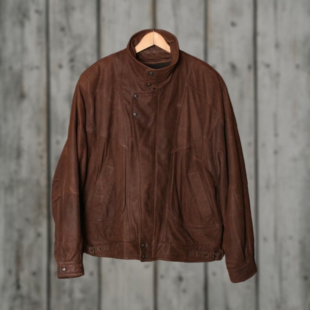 Vintage VINTAGE Wilsons Adventure Bound Leather Jacket Bomber Jacket w/ Zip-Out Liner Sz. L Brown Men Size US L / EU 52-54 / 3 - 1 Thumbnail