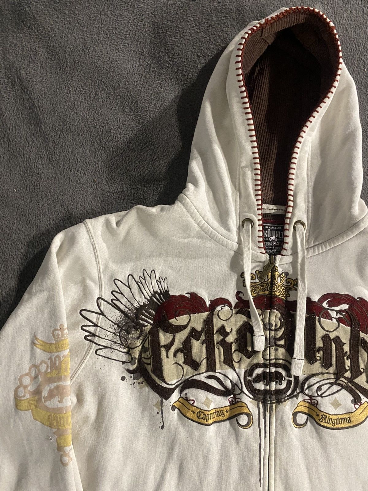 Ecko Unltd. × Marc Ecko Vintage Rare White Zip Hoodie Ecko Unltd / Mark Ecko 2000x Size US XL / EU 56 / 4 - 2 Thumbnail