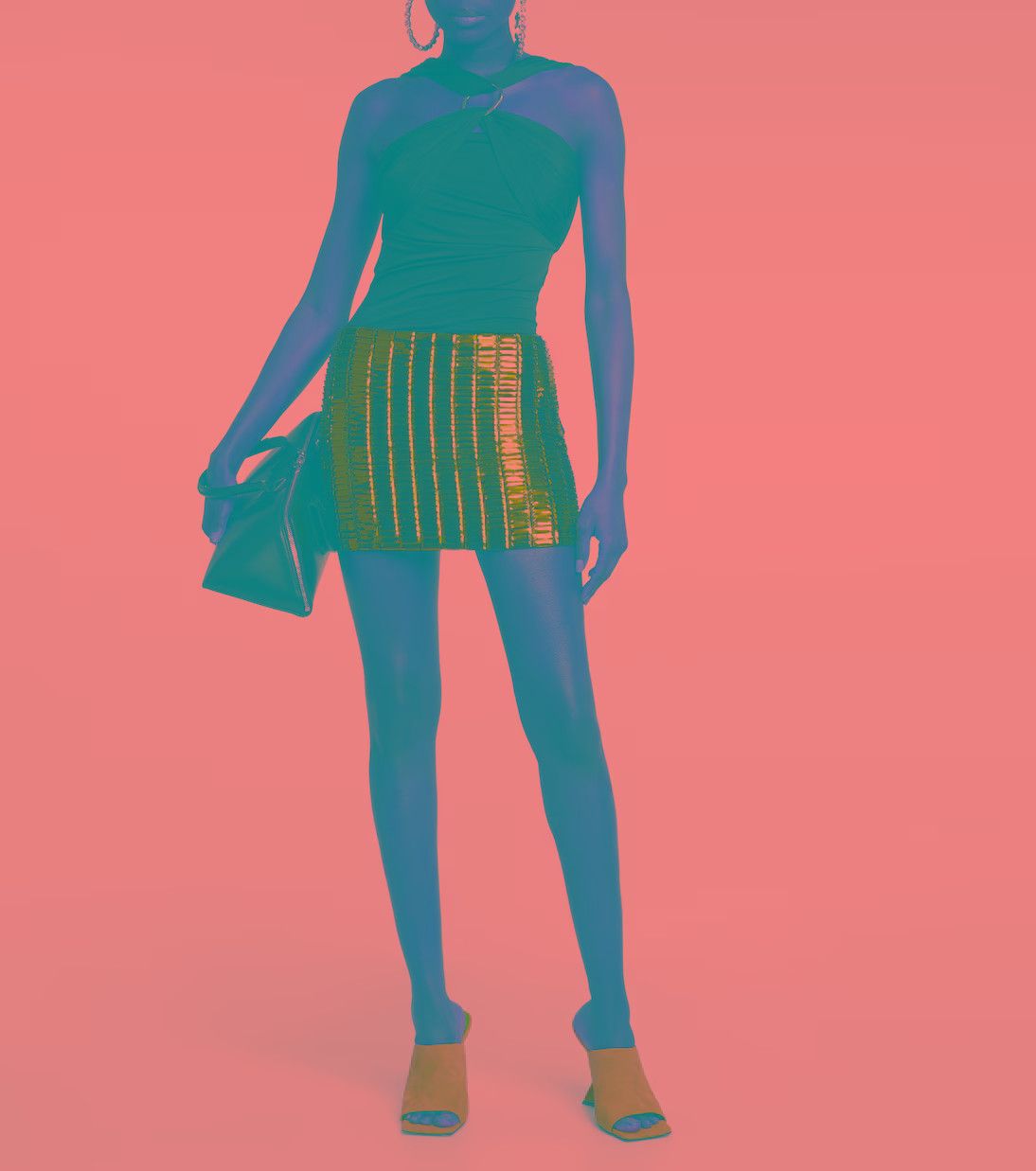The Attico o1mle0526 Rue Embellished Mini Skirt in Green Size 30" / US 8 / IT 44 - 2 Thumbnail