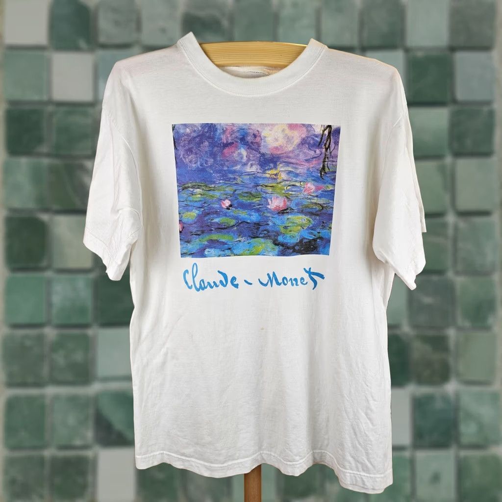Vintage VINTAGE 90' CLAUDE MONET WATER LILIES PAINT WHITE COTTON T-SHIRT SZ LARGE Size US L / EU 52-54 / 3 - 1 Thumbnail