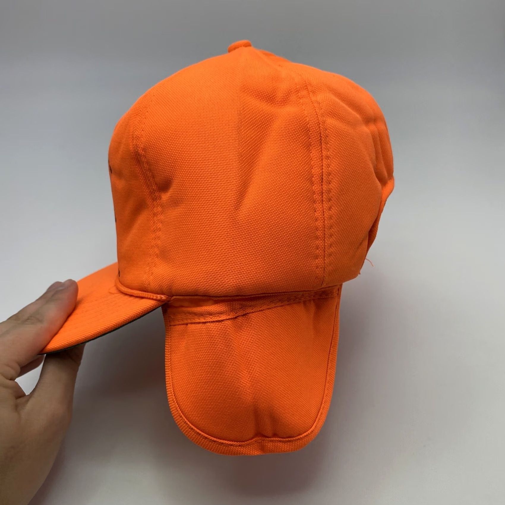 GAS Blaze Orange Ear Flap Hunting Hat - Vintage Safesport Trap Size 44L - 6 Thumbnail