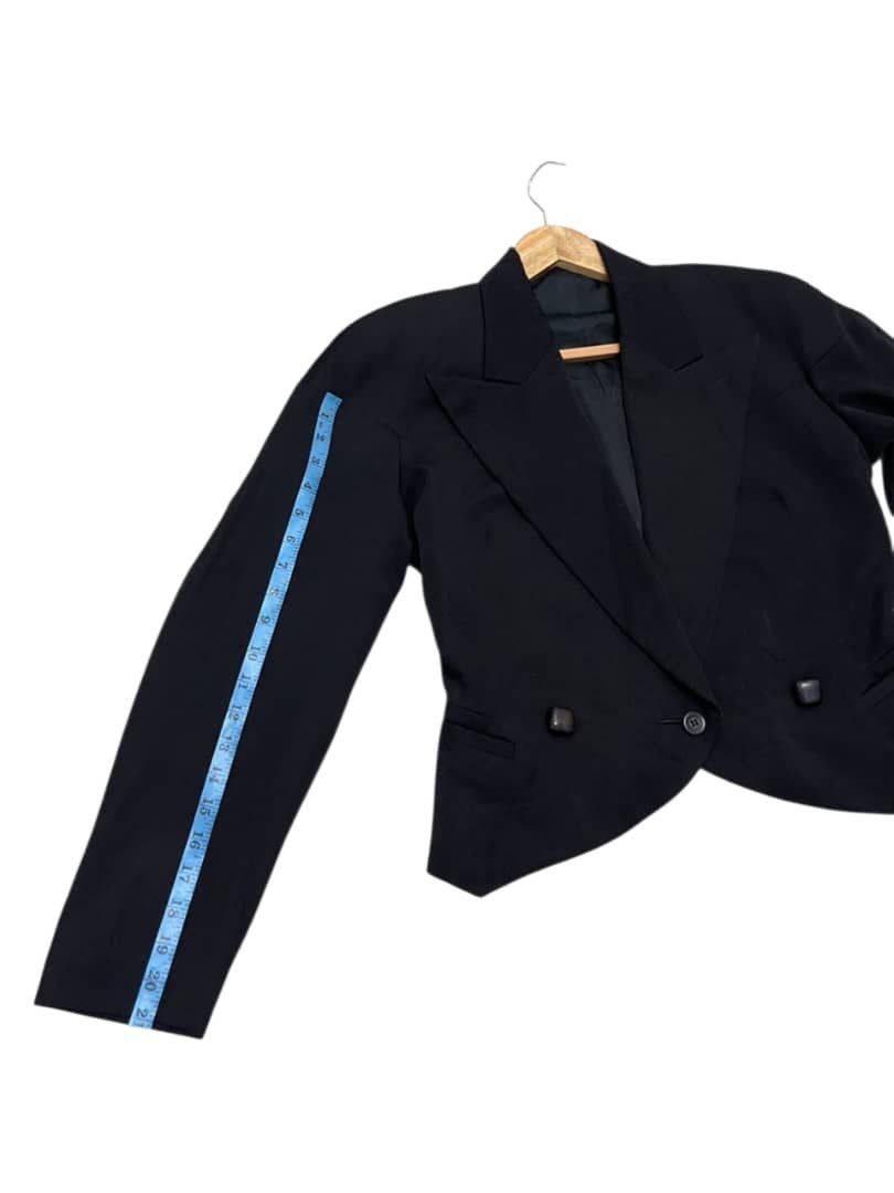 Issey Miyake Vintage 80s Issey Miyake Black Wool Cropped Jacket Blazer Size M / US 6-8 / IT 42-44 - 13 Thumbnail
