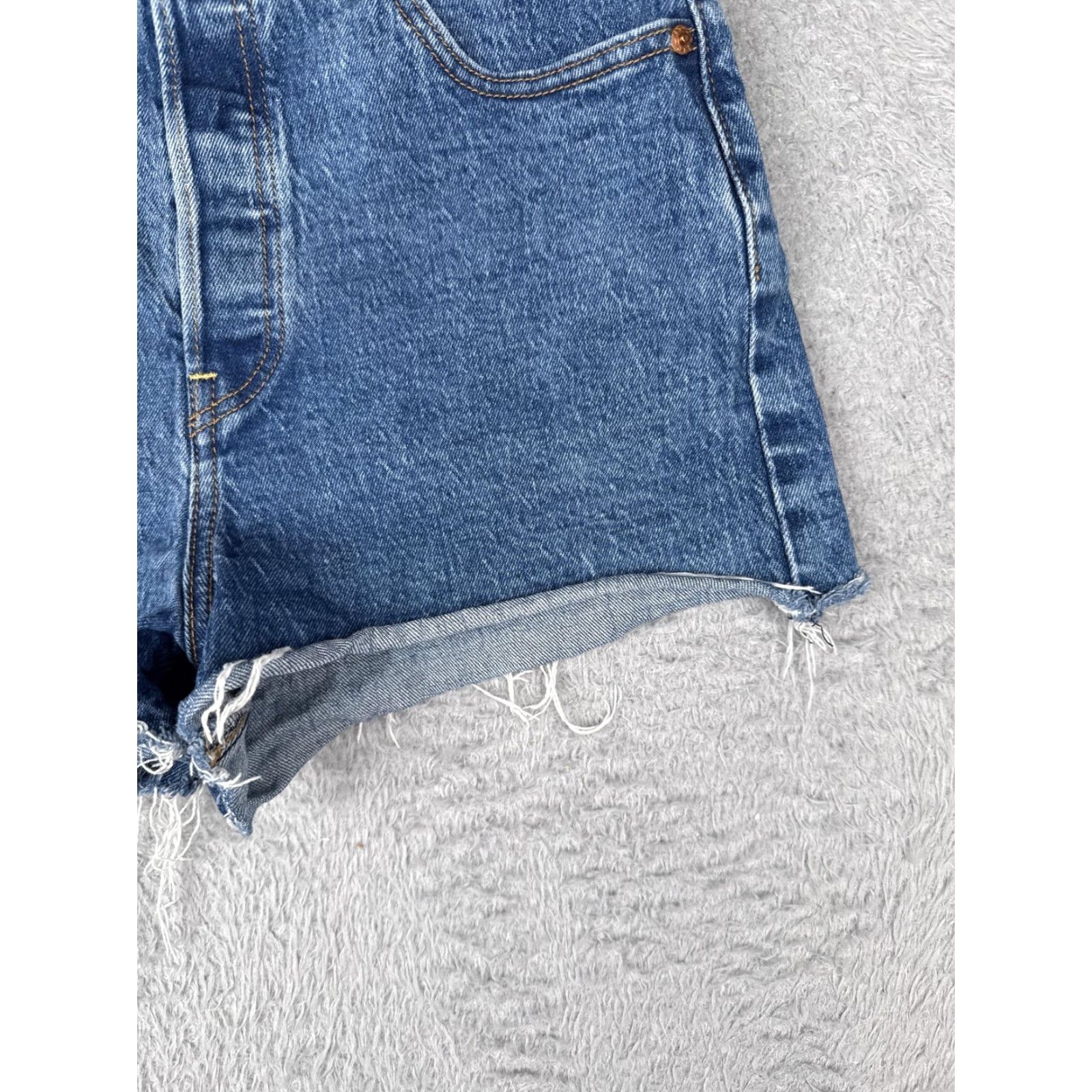 Levi's Levis Premium Ribcage Shorts Womens 29 Blue Denim Button Fly High Rise 5-Pocket Casua l Shorts Size 29" - 2 Thumbnail