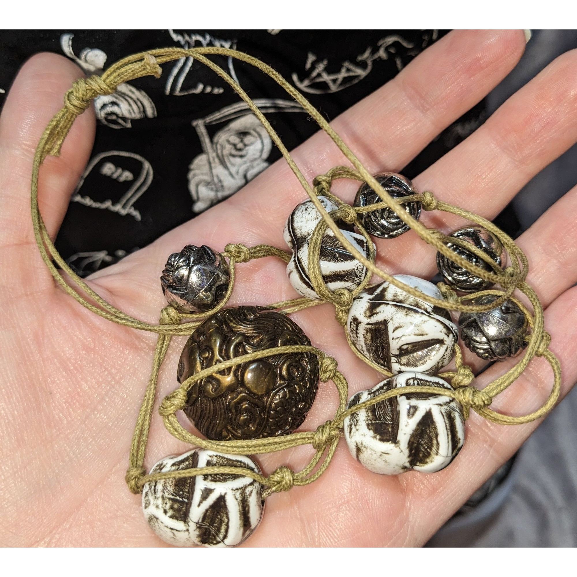 Handmade Brutalist Handcrafted Necklace With Carved Ceramic & Metal B Size ONE SIZE - 3 Thumbnail
