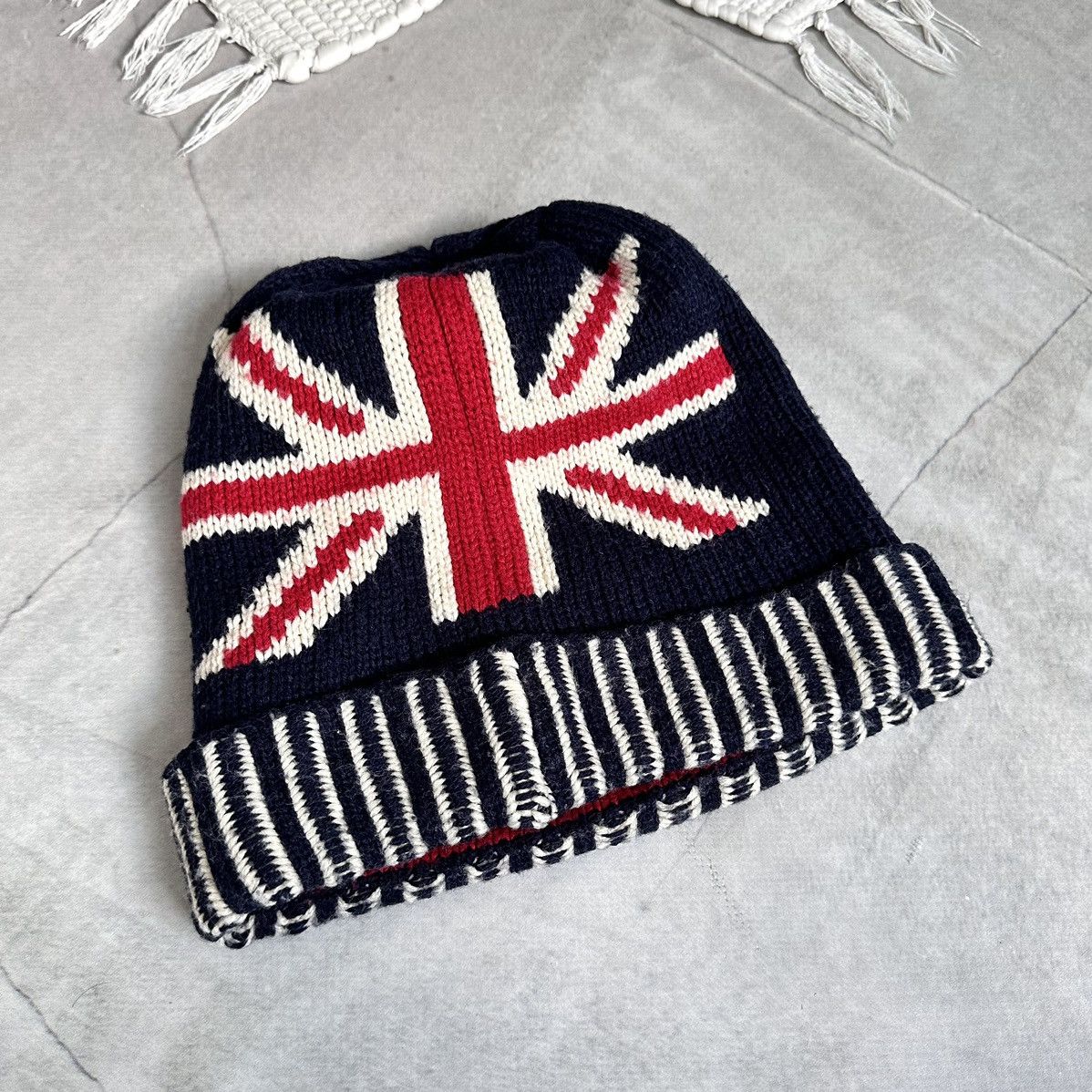 Hysteric Glamour × Undercover 00s British Britain Flag Knit Beanie Hat Stussy Vibe Size ONE SIZE - 6 Thumbnail