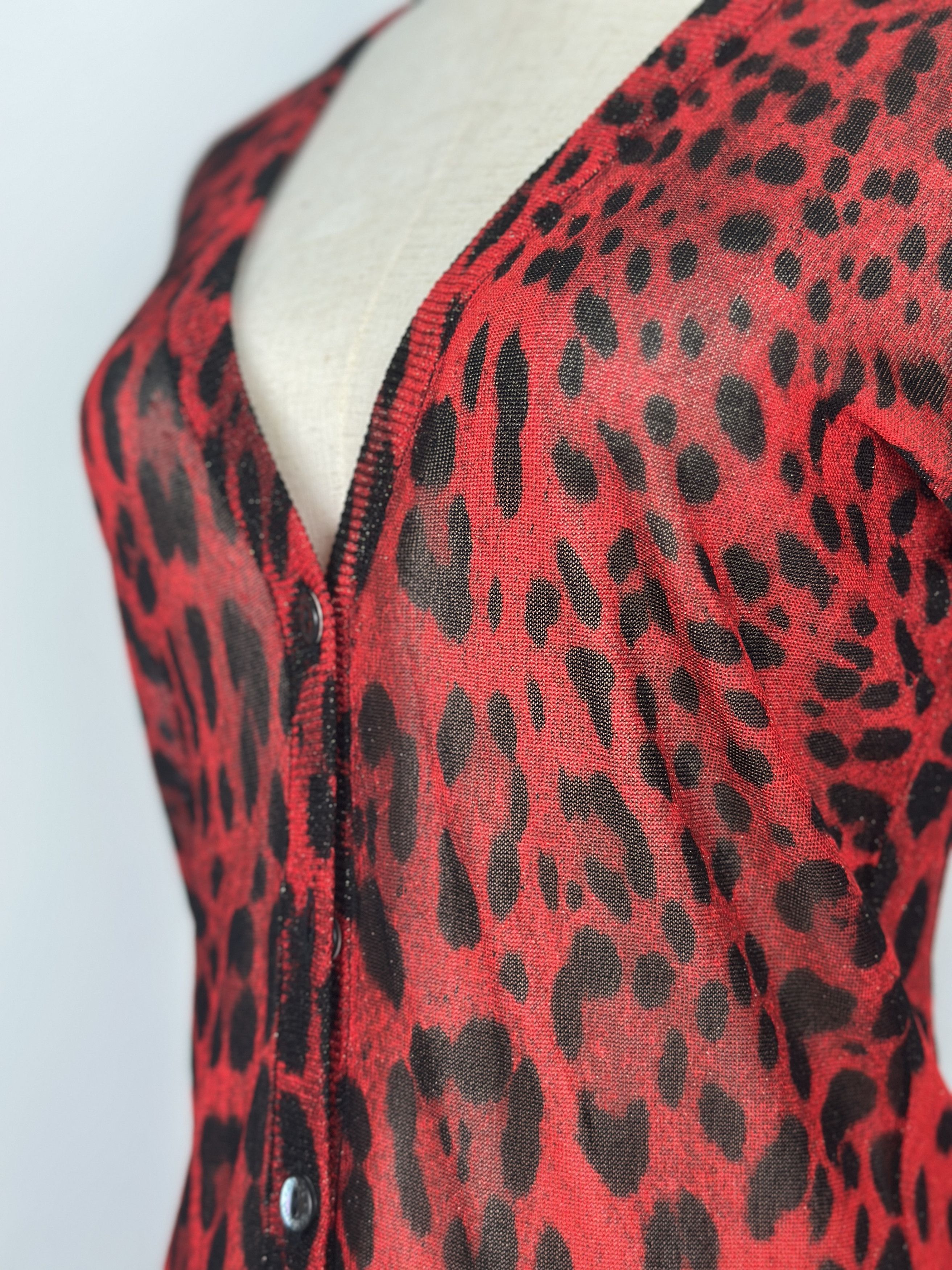 Dolce & Gabbana Dolce & Gabbana Red Leopard Print Cardigan Size M / US 6-8 / IT 42-44 - 4 Thumbnail