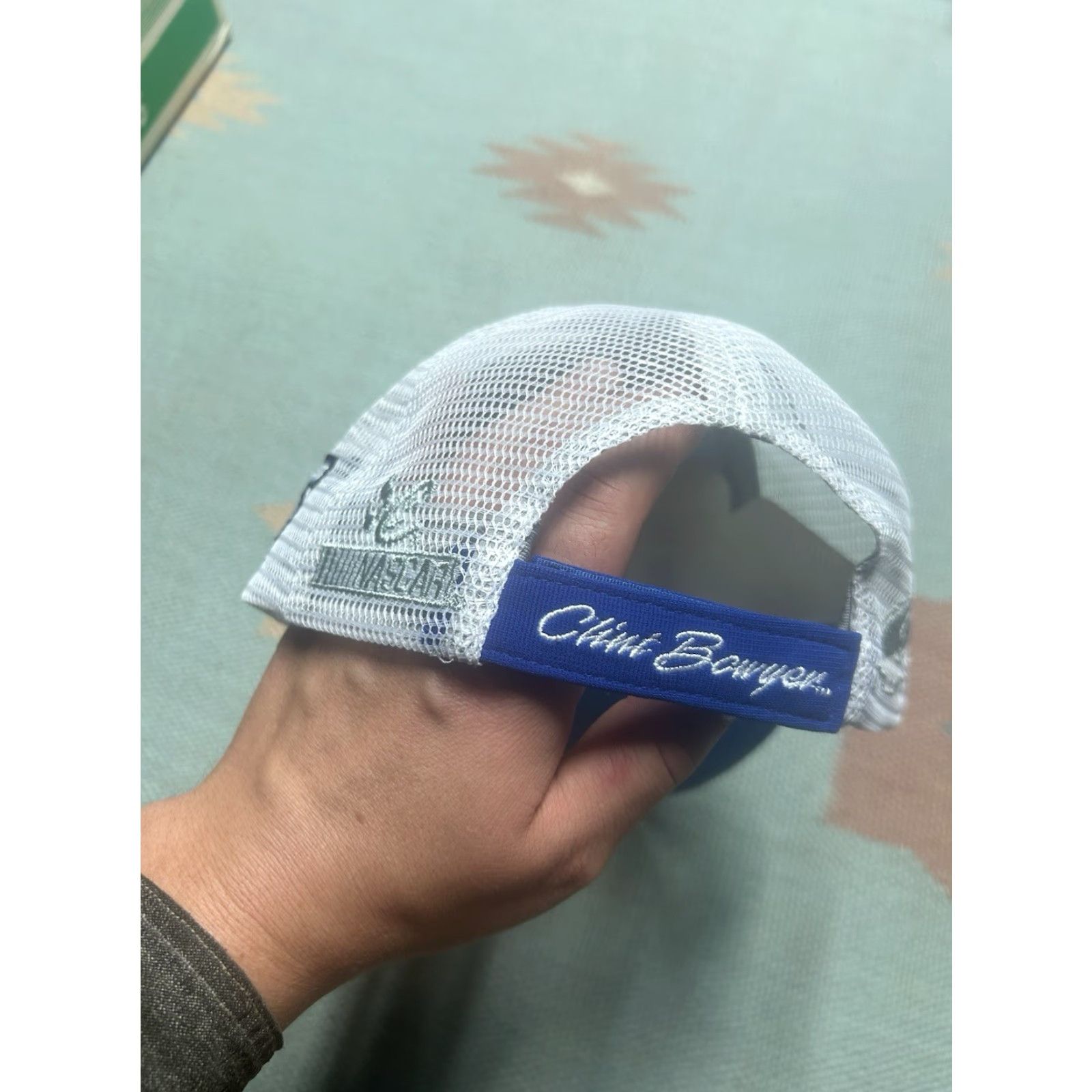 NASCAR VINTAGE Clint Bowyer Strapback hat cap nascar racing peak oil patch blue white Mens Adjustable Blue Nascar 90s Event Size ONE SIZE - 4 Thumbnail