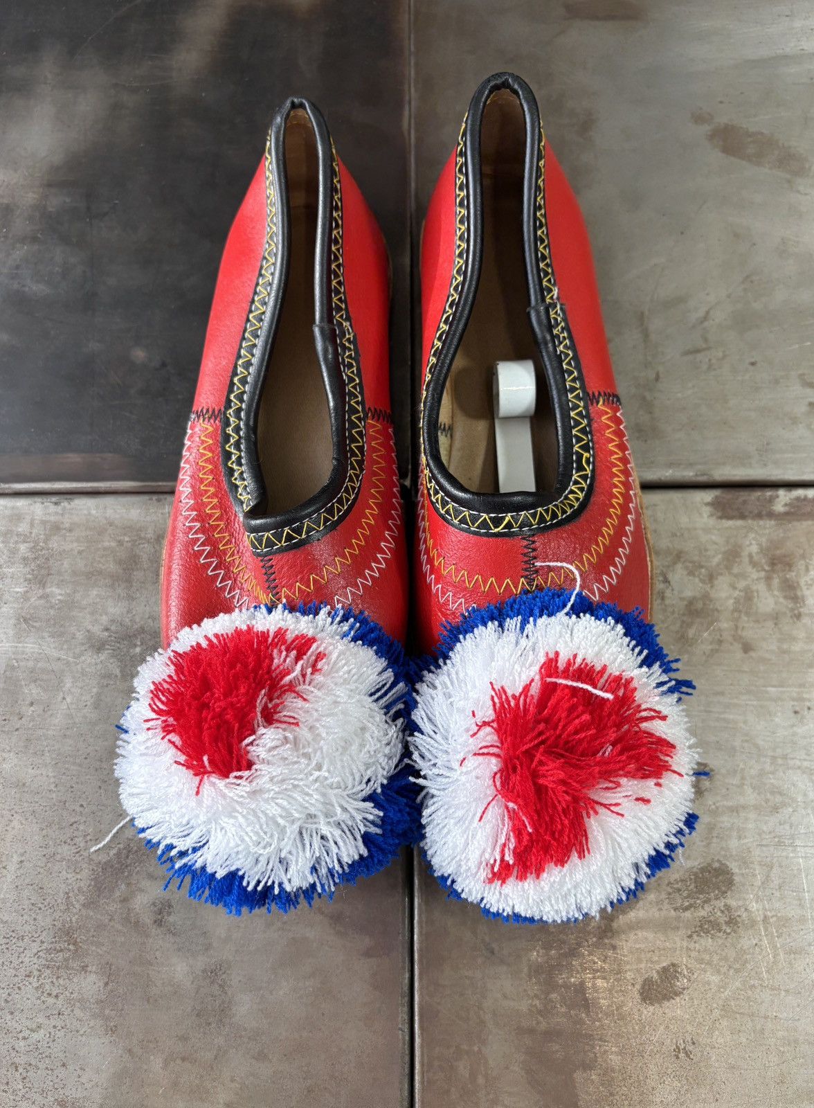 Vintage Greek Tsarouchi Slippers Pom Pom Loafers Vintage Army Guard Size US 8 / IT 38 - 4 Thumbnail