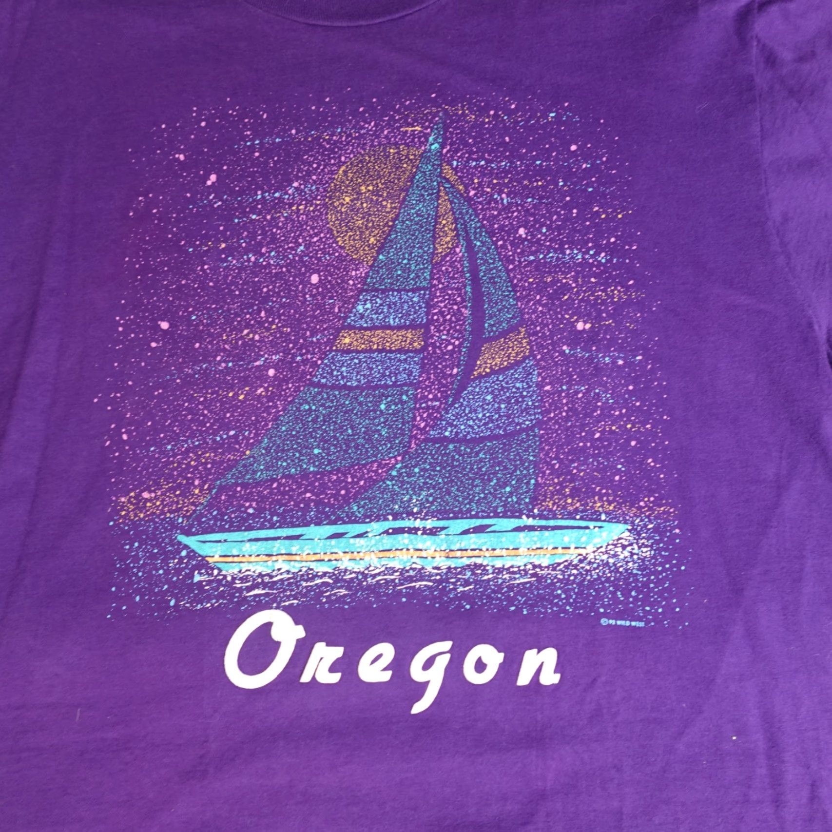 Vintage VINTAGE Oregon Shirt Large Purple 1992 Jerzees Made in USA Mens crew neck T-Shirt Short Sleeve USA theme Size US L / EU 52-54 / 3 - 7 Thumbnail
