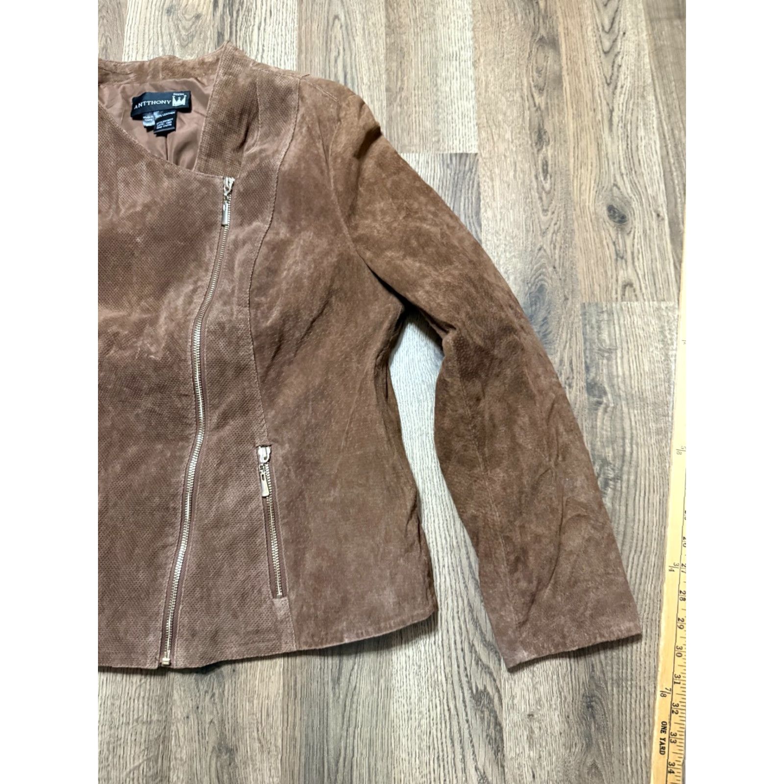 Vintage VINTAGE Antthony Jacket Women's XL Brown Zip Pockets Full Zip Moto 100% Leather Womens Leather Jacket Size XL / US 12-14 / IT 48-50 - 4 Thumbnail