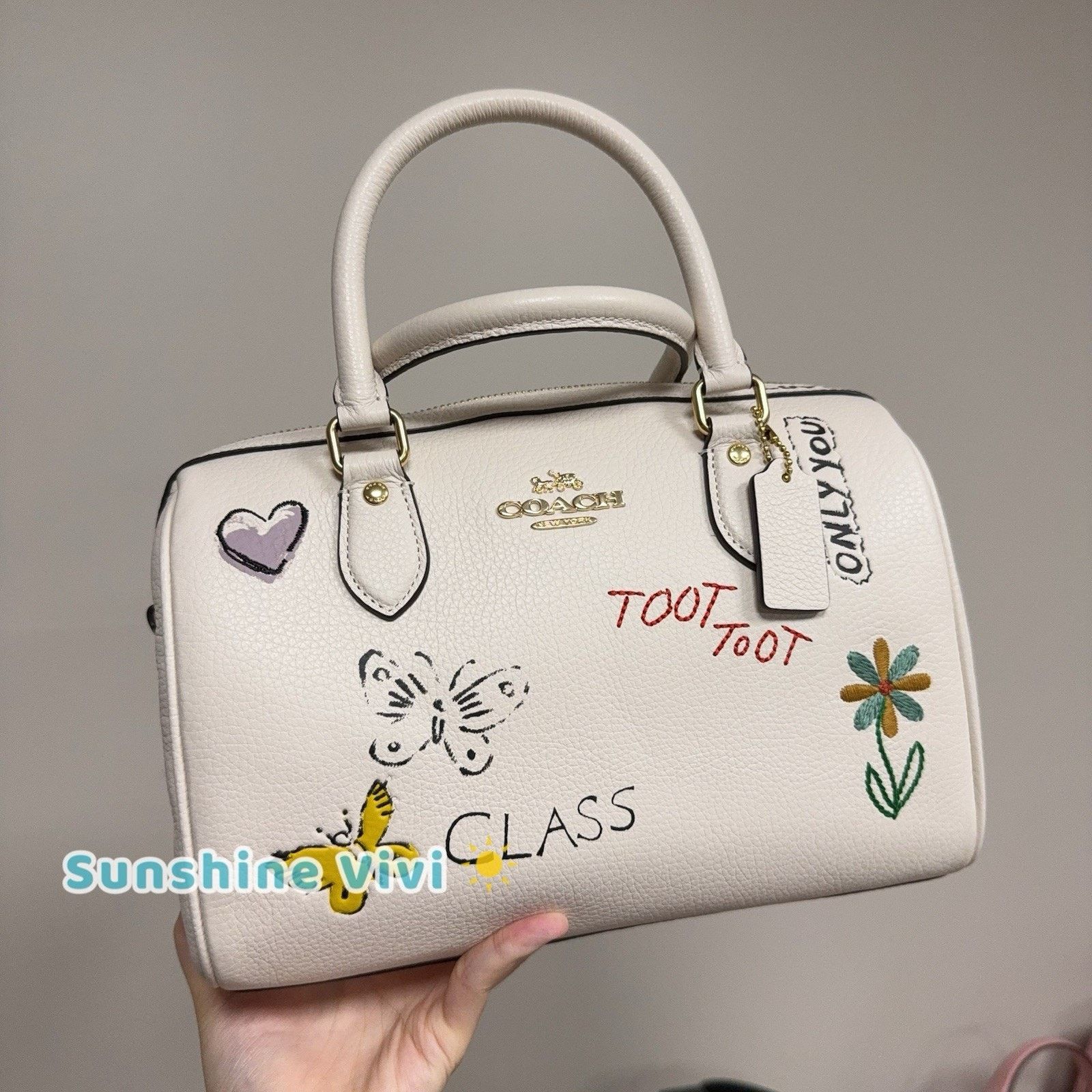 NWT Coach Rowan Satchel Bag Sketch CAK19 Gold/chalk multi