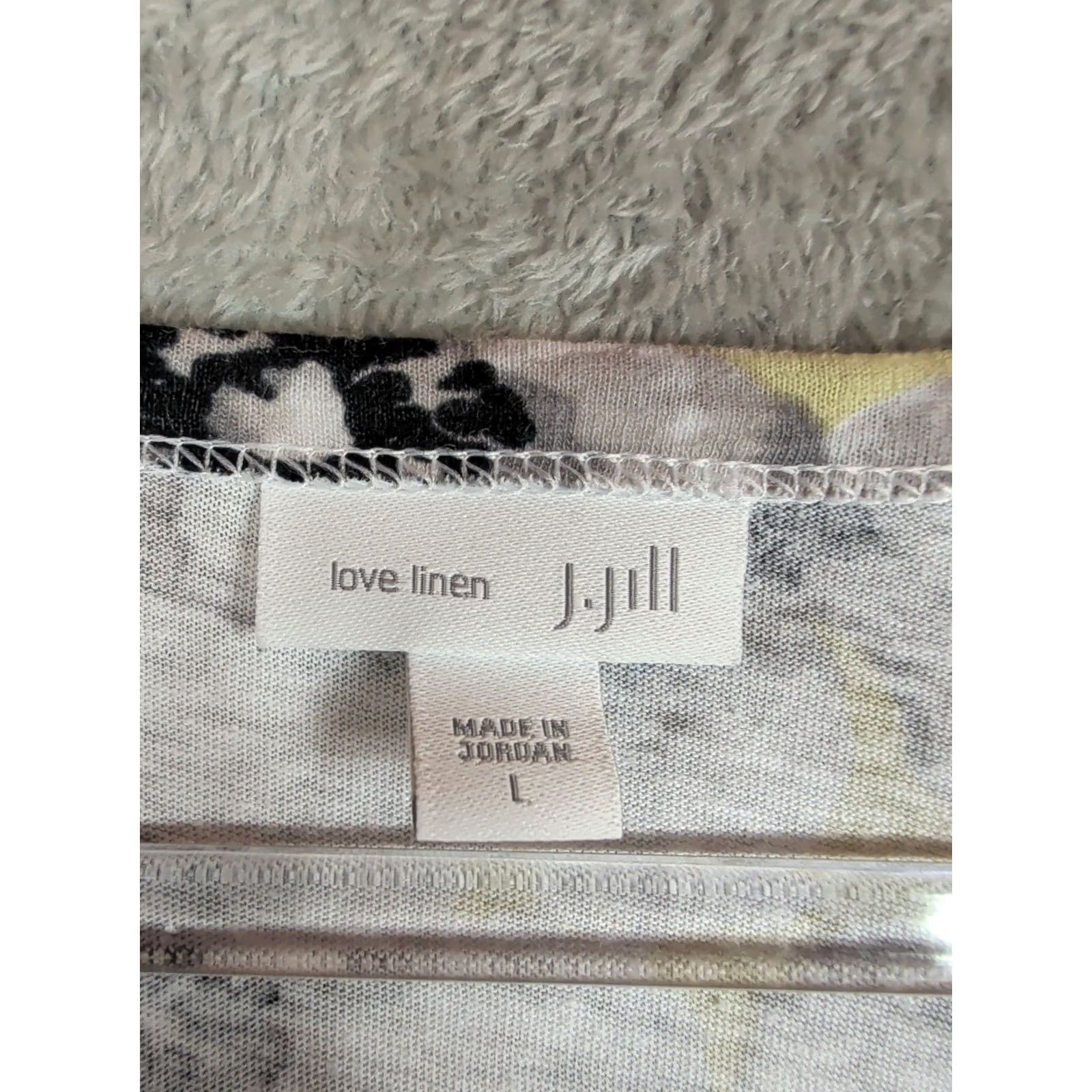 J. Jill J. Jill Love Linen Pullover Top Women's L Black White Floral 3/4 Sleeve Size L / US 10 / IT 46 - 3 Thumbnail