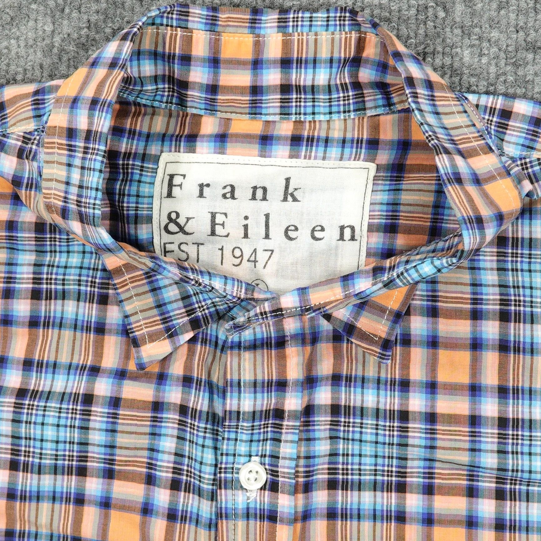 Frank & Eileen Frank & Eileen Shirt Mens Large Orange Blue Plaid Button-Down Paul Made in USA Size US L / EU 52-54 / 3 - 3 Thumbnail