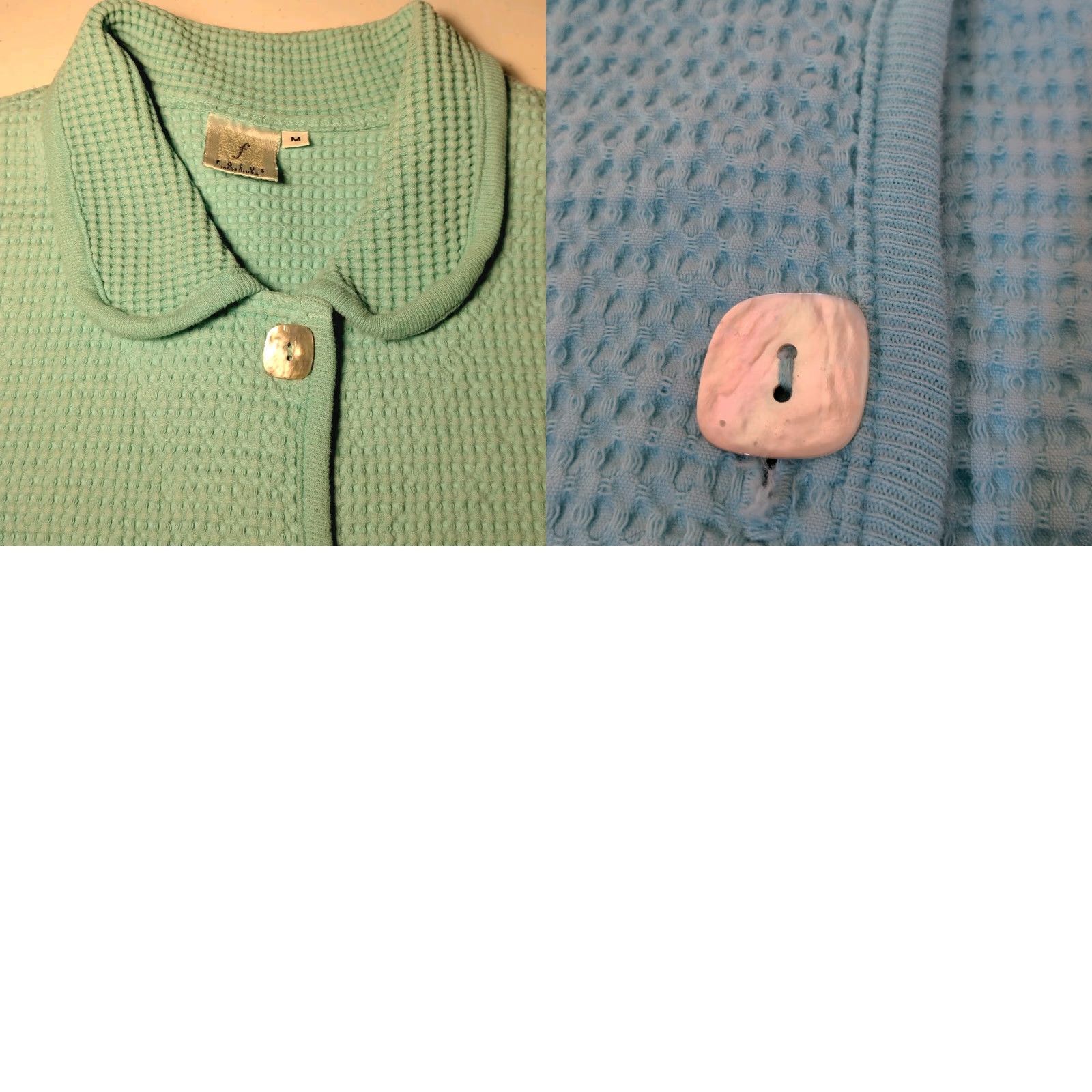 Vintage Focus Shacket Women M Waffle Woven Button Up Collared Coastal Blue Lagenlook USA Size M / US 6-8 / IT 42-44 - 8 Thumbnail