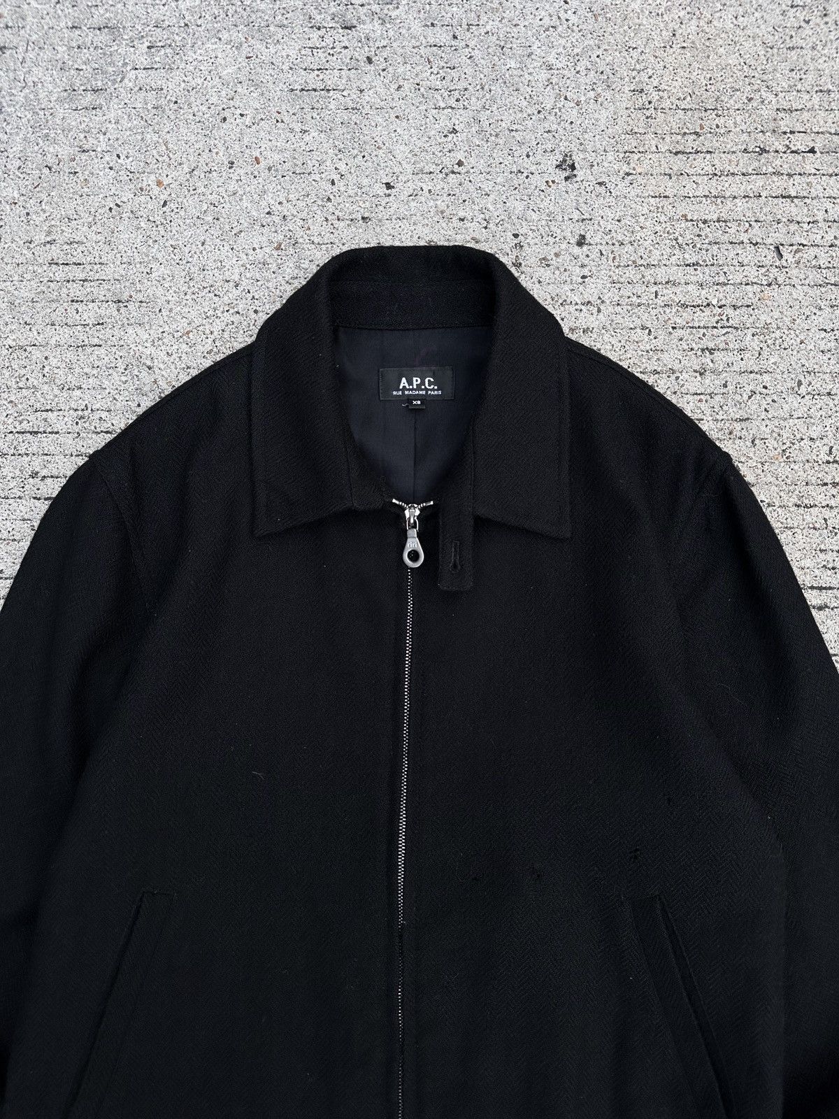 A.P.C. A.P.C. Herringbone Black Wool Bomber Jacket Size US XS / EU 42 / 0 - 4 Thumbnail
