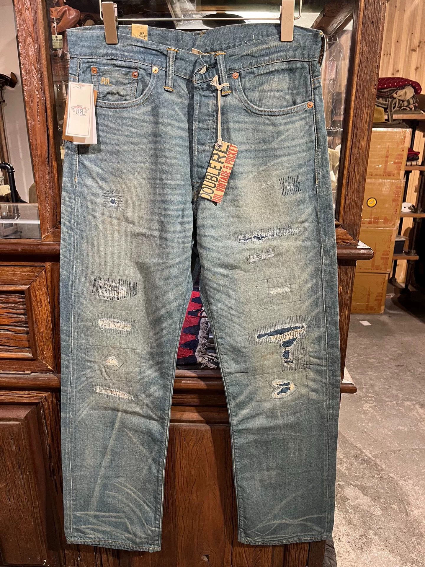RRL Ralph Lauren rrl patchwork distressed jeans by ralph lauren Size US 32 / EU 48 - 1 Thumbnail