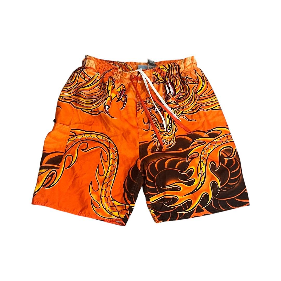 Vintage VINTAGE Y2k Liquid Wave Dragon AOP Shorts Size US 34 / EU 50 - 1 Thumbnail