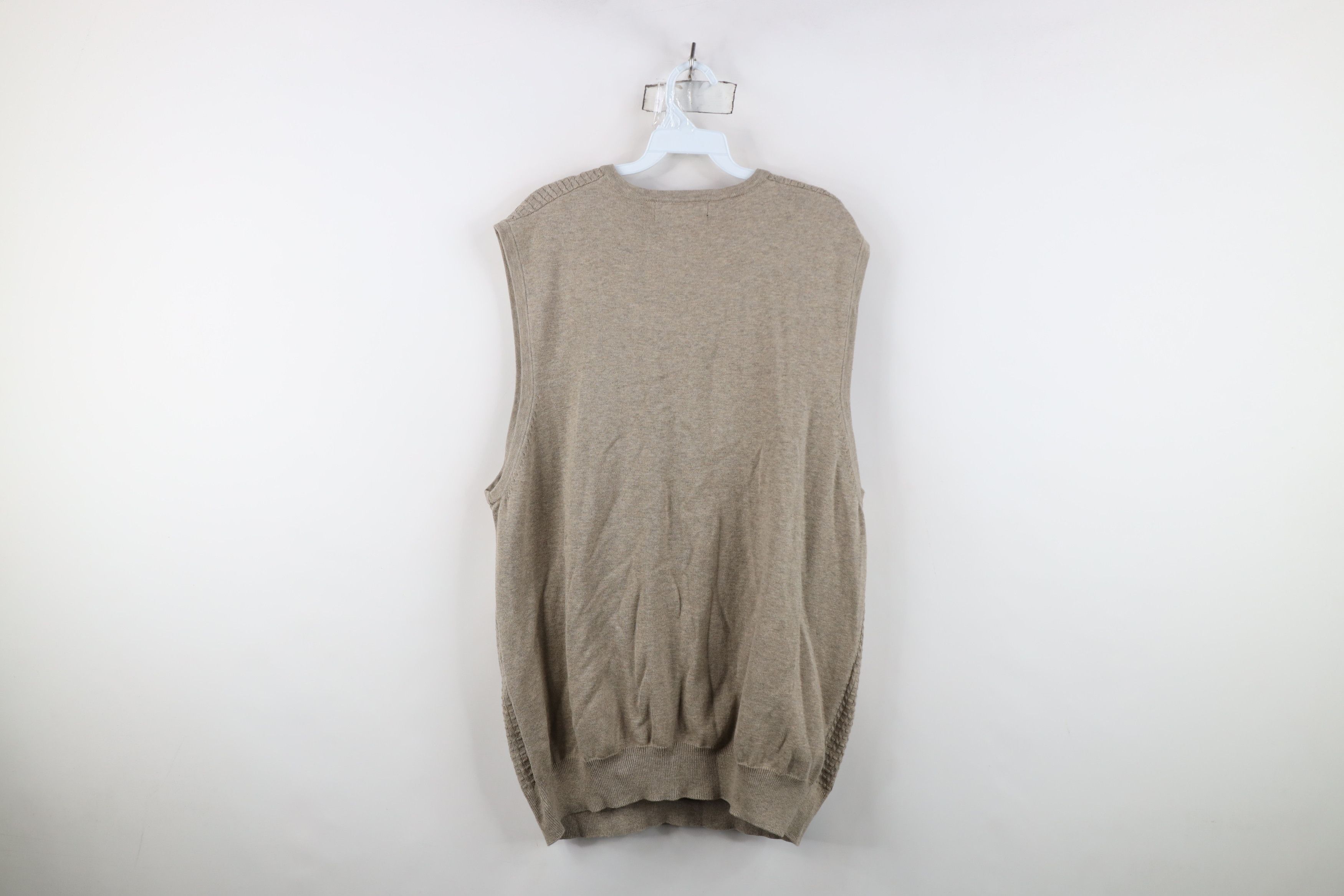 Vintage Vintage 90s Streetwear Cable Knit V-Neck Sweater Vest Beige Size US XL / EU 56 / 4 - 8 Thumbnail