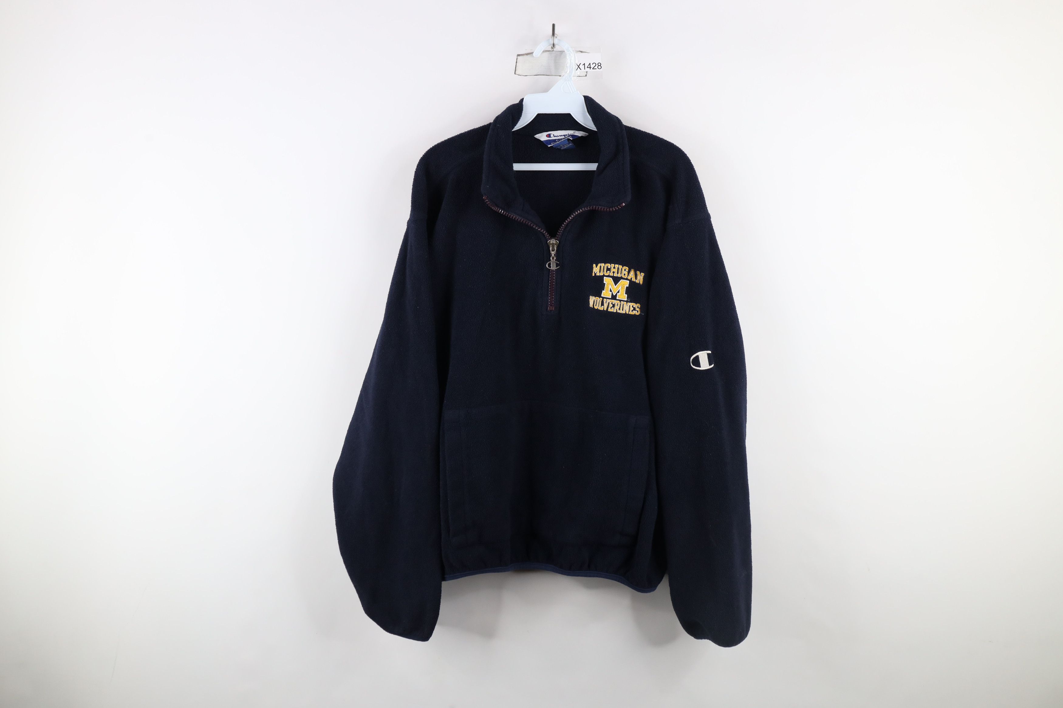 Champion × Vintage Vintage 90s Champion University of Michigan Half Zip Sweater Size US L / EU 52-54 / 3 - 1 Thumbnail