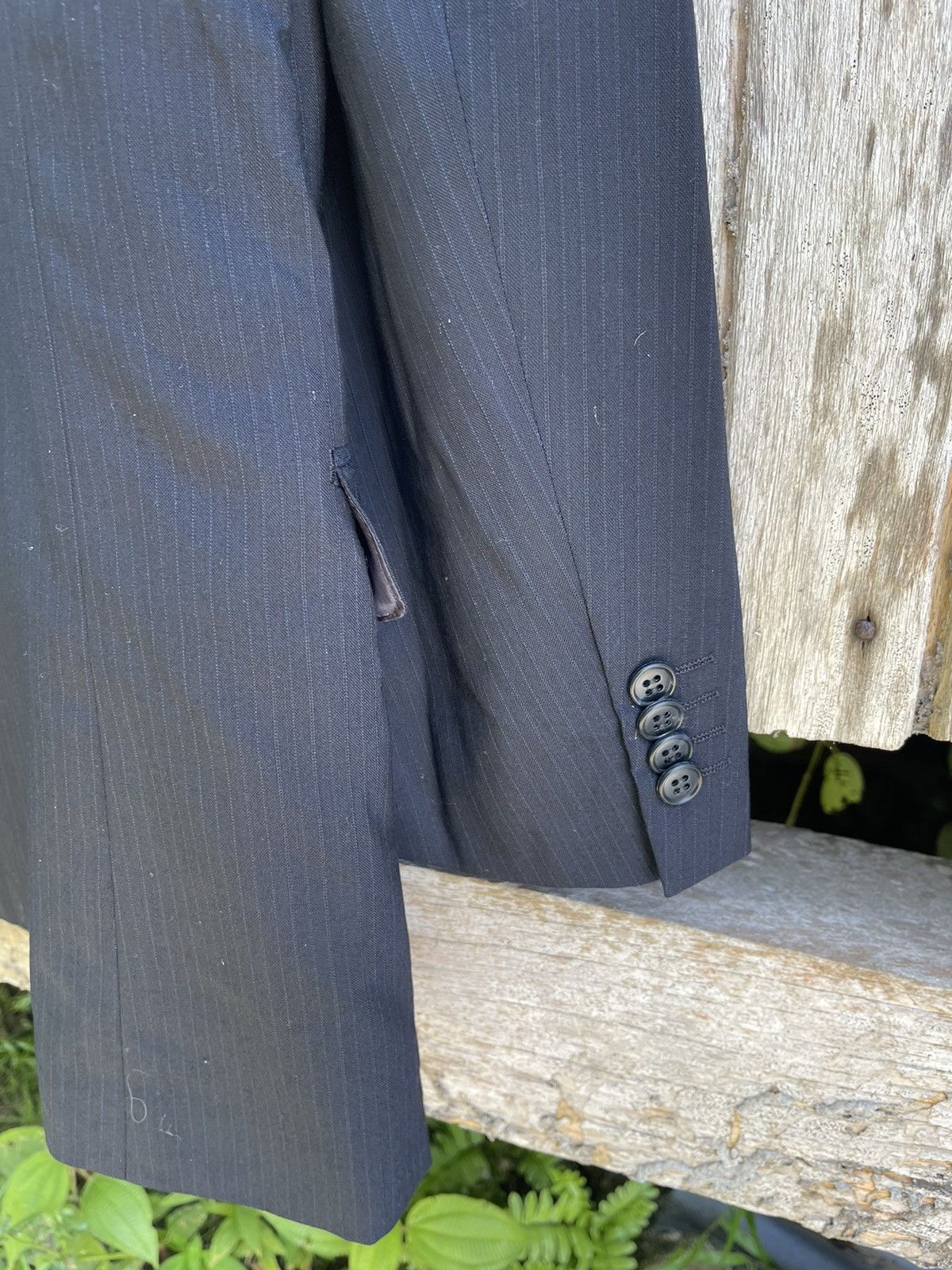 Kansai Yamamoto SISSY by Kansai Yamamoto Black Pinstripe Blazer Vintage 1990 Size 42R - 10 Thumbnail