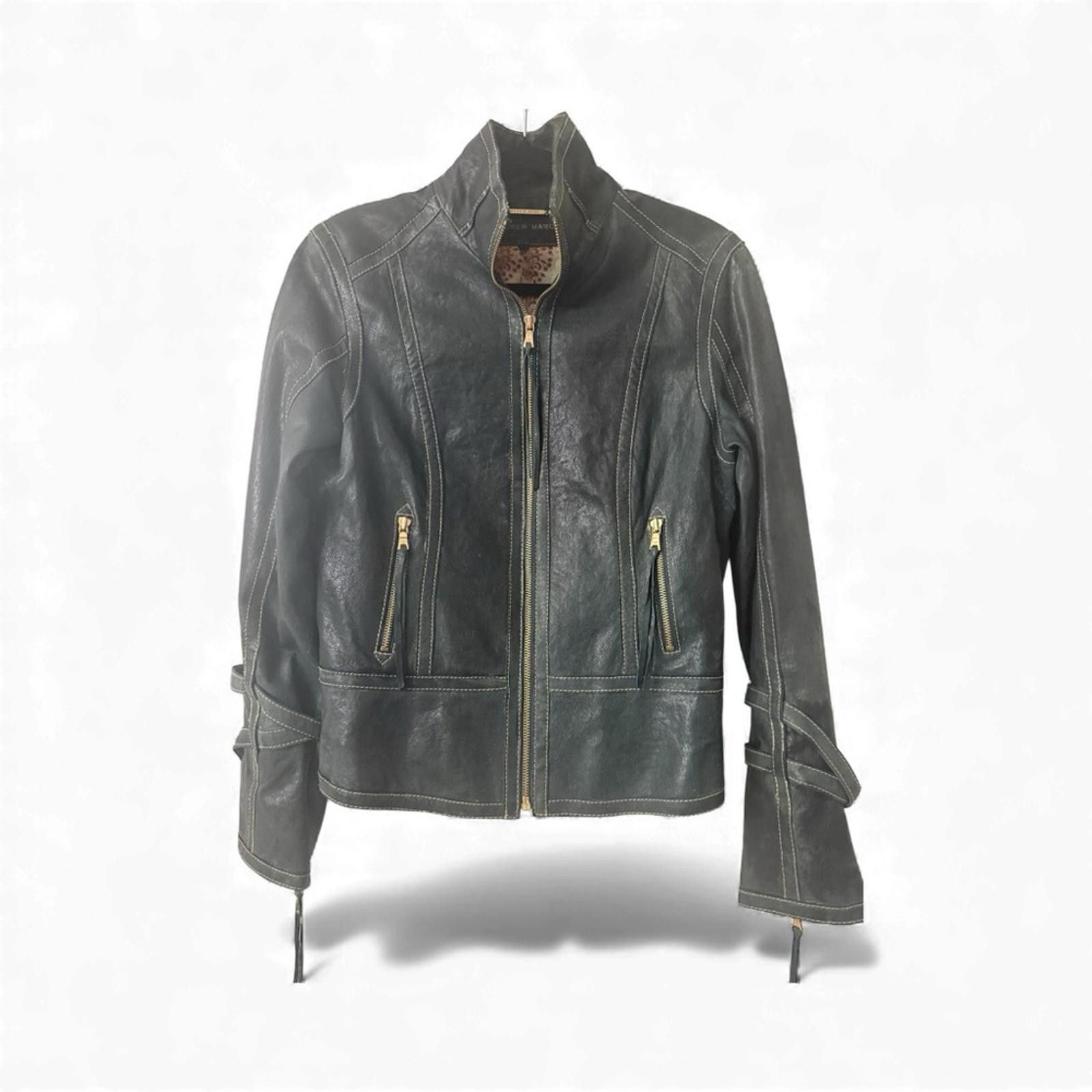Andrew Marc Andrew Marc Forest Green Leather Moto Jacket Whimsigoth Size M / US 6-8 / IT 42-44 - 4 Thumbnail