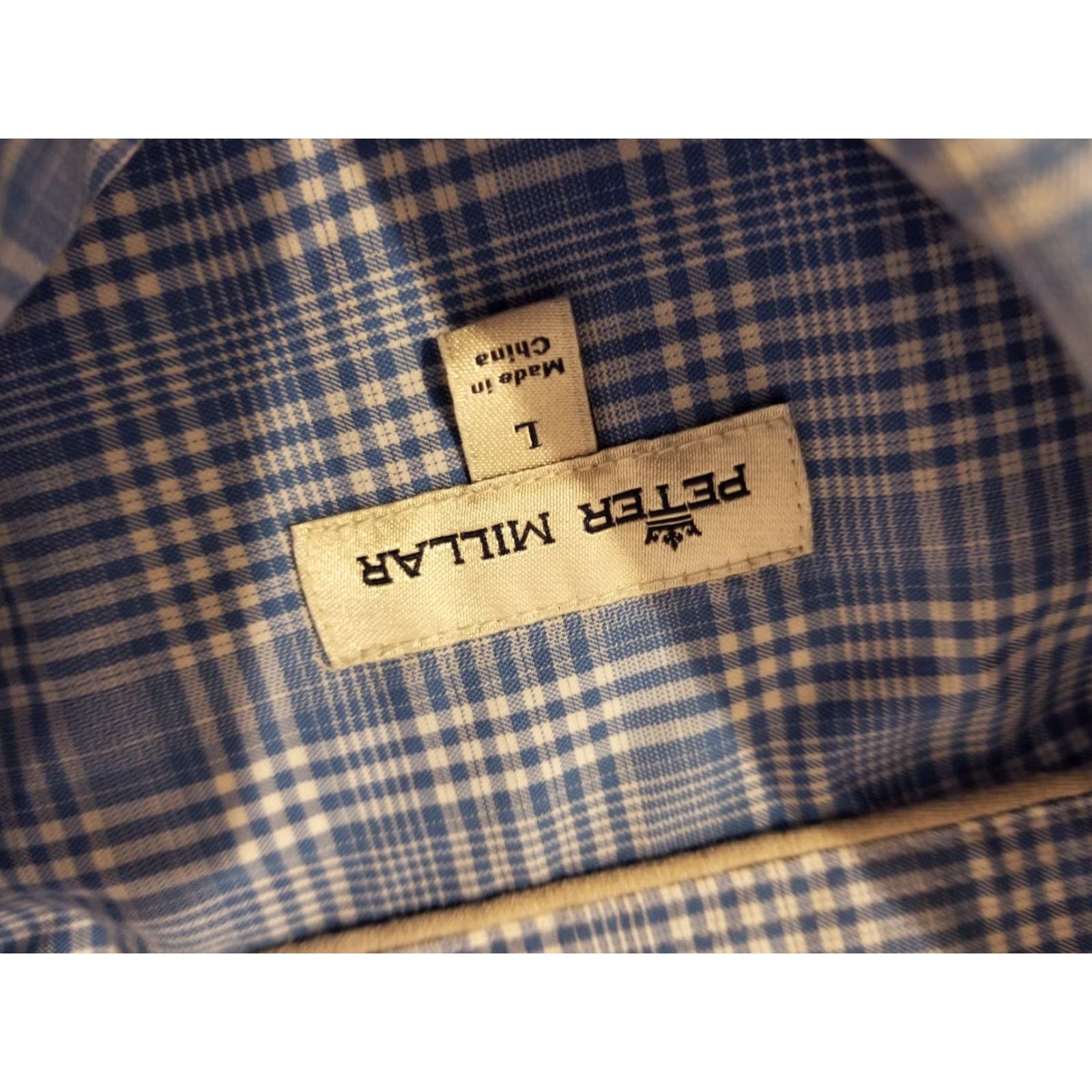 Peter Millar VINTAGE? (No) Mens Peter Millar Dress Shirt L Large Blue Button Cotton Size 42R - 3 Thumbnail