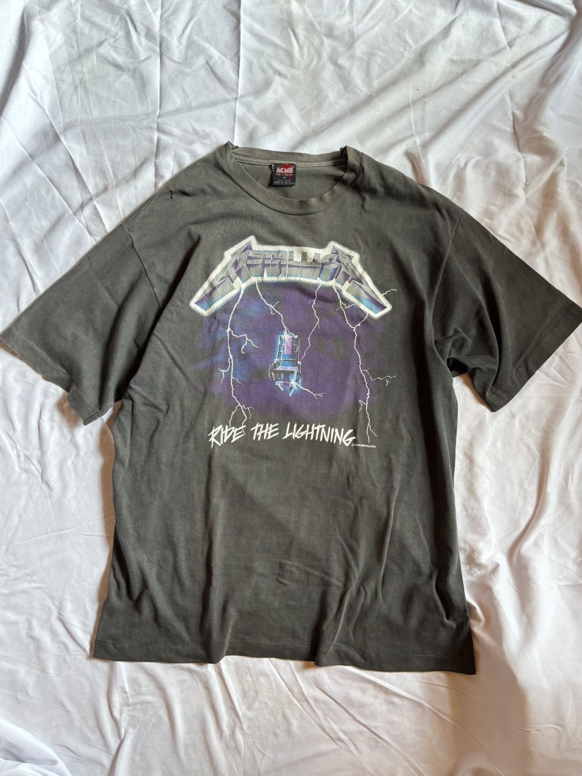 Band Tees Vintage 80s Metallica Ride The Lightning Band Tee Size US XL / EU 56 / 4 - 6 Thumbnail