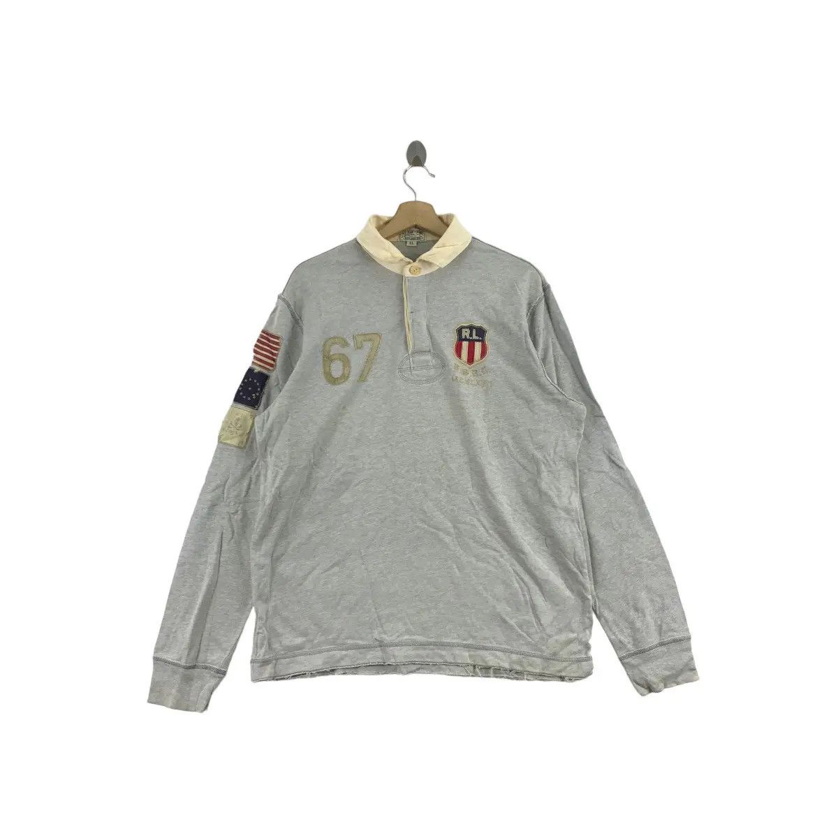 Polo Ralph Lauren Vintage POLO JEANS RALPH LAUREN USRL 1967 Patch Tee Shirt Size US XL / EU 56 / 4 - 1 Thumbnail