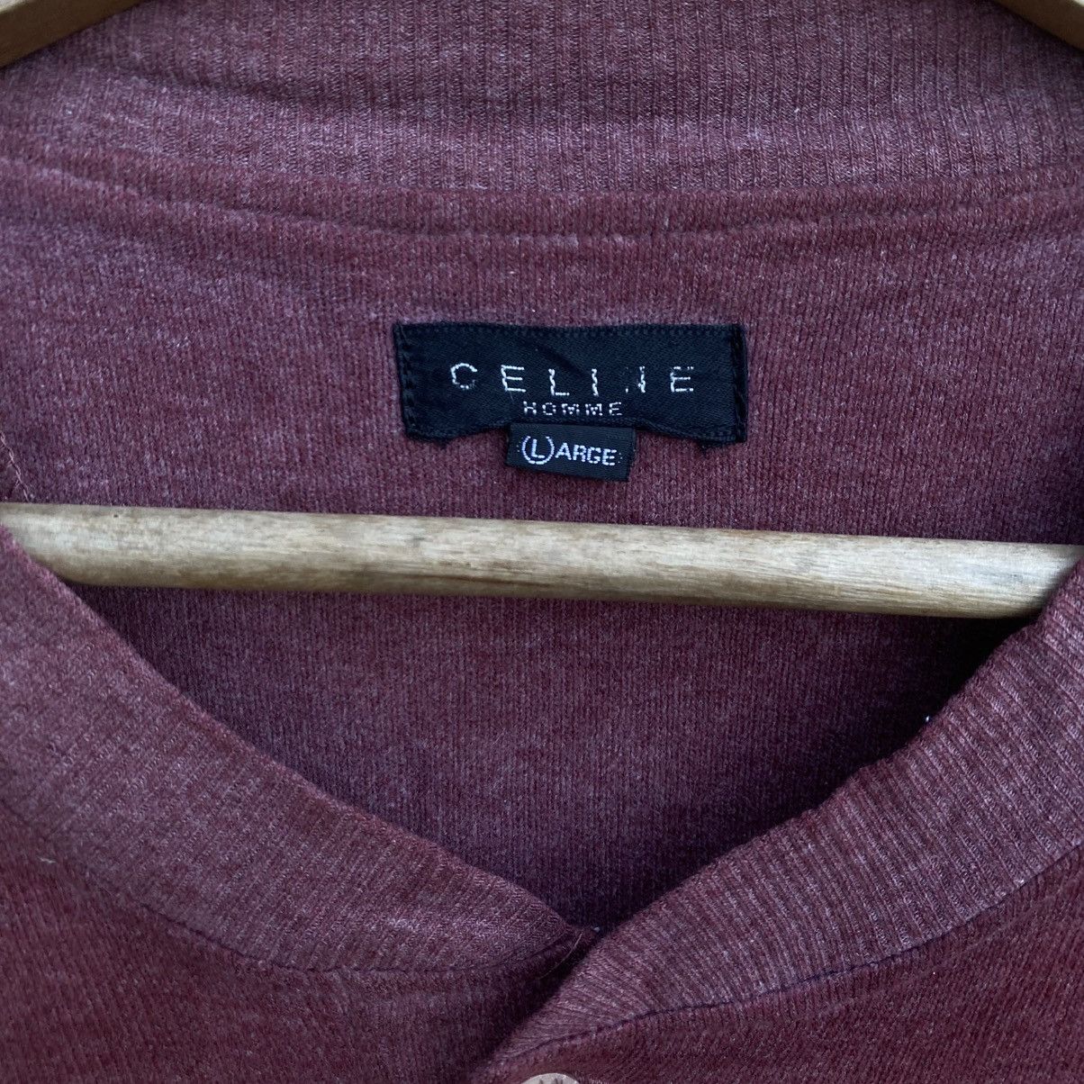 Celine × Designer × Vintage Vtg 90s CELINE Homme Two-Tone Half Button Longsleeve Shirt Size L / US 10 / IT 46 - 3 Thumbnail
