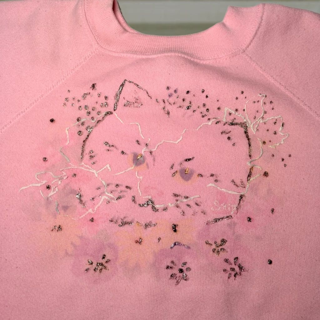 Vintage VINTAGE Cat Sweatshirt Women Small Pannill Crewneck Metallic Puffy Paint READ Size S / US 4 / IT 40 - 1 Thumbnail